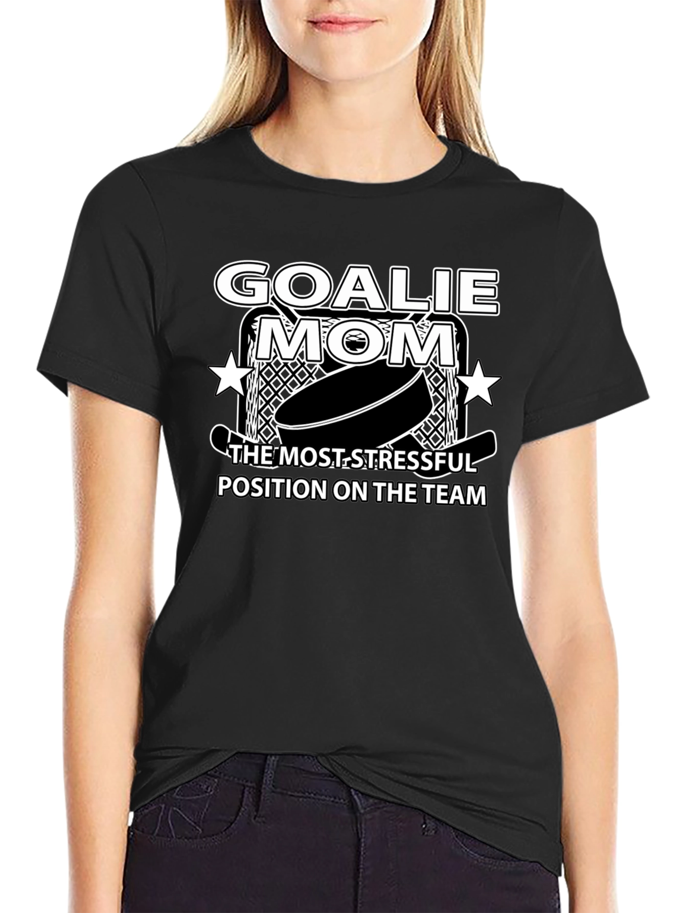 Goalie Mom T-Shirt - Most Stressful Position Tee
