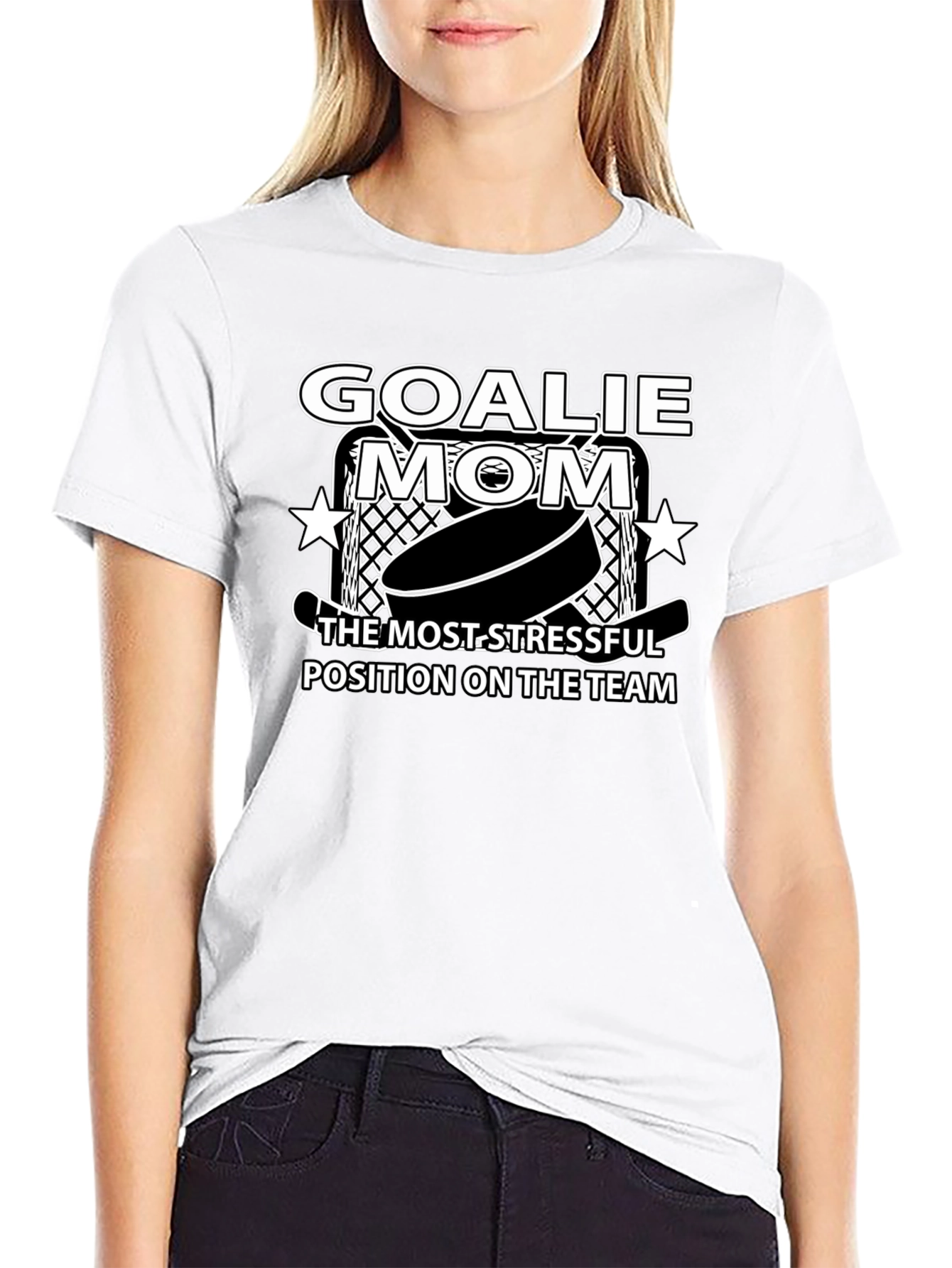 Goalie Mom T-Shirt - Most Stressful Position Tee
