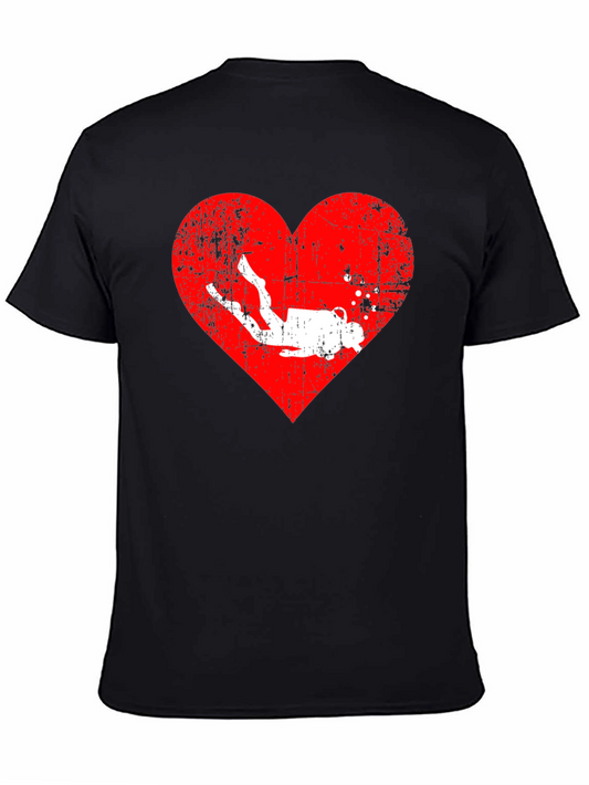 Diving Heart Graphic Tee - Scuba Diver Love Shirt