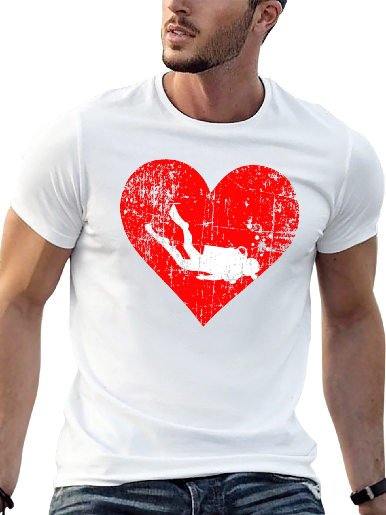 Diving Heart Graphic Tee - Scuba Diver Love Shirt