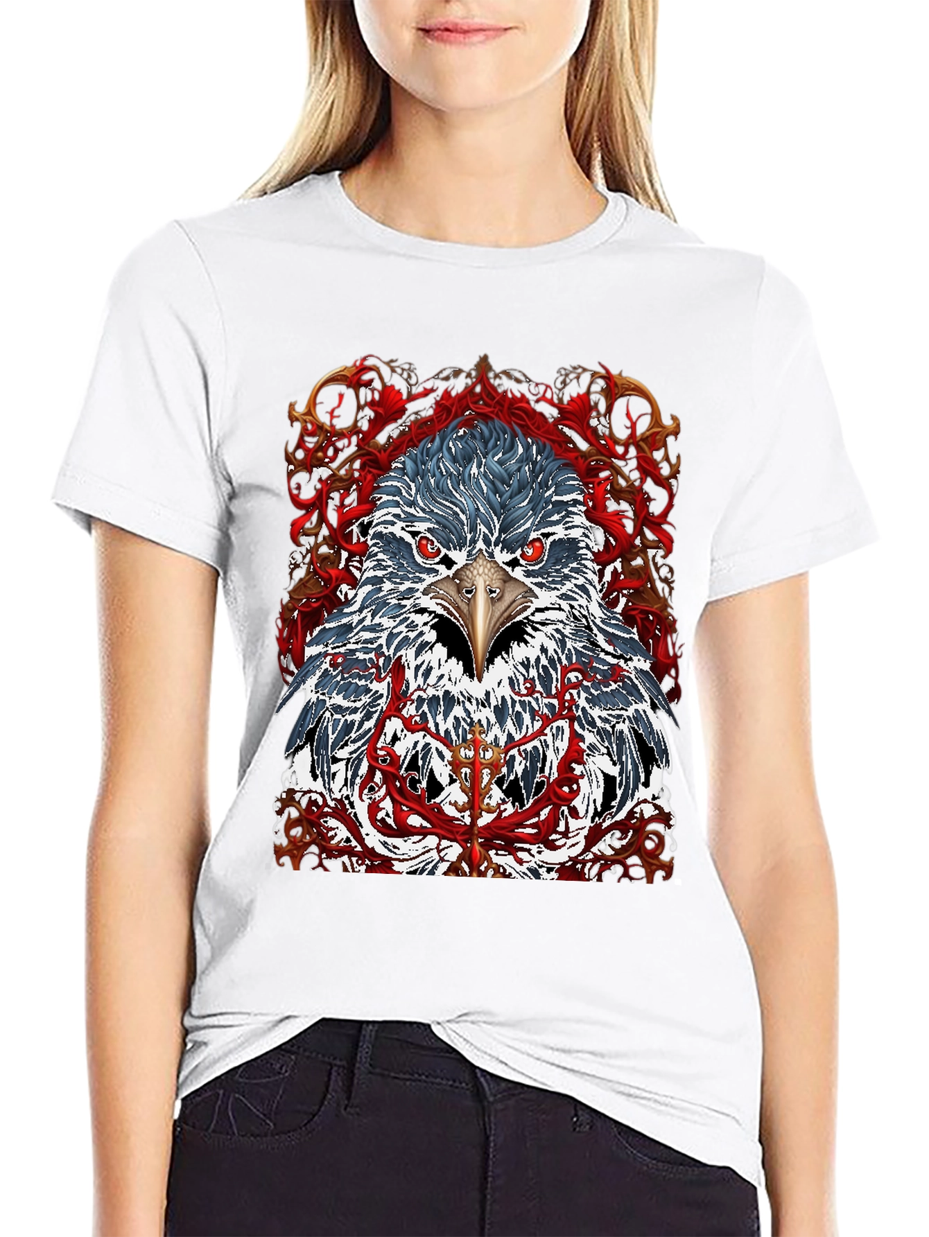 Eagle Graphic Print Crew Neck T-Shirt