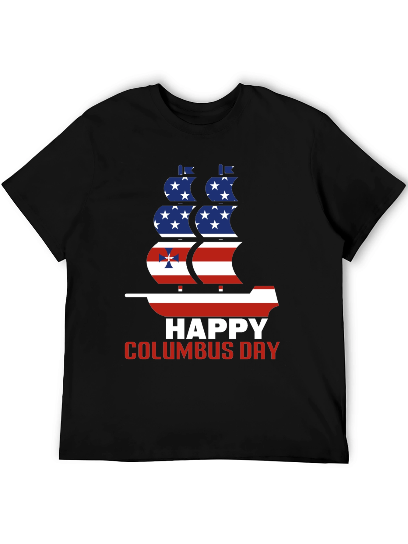 Happy Columbus Day T-Shirt - American Flag Ship