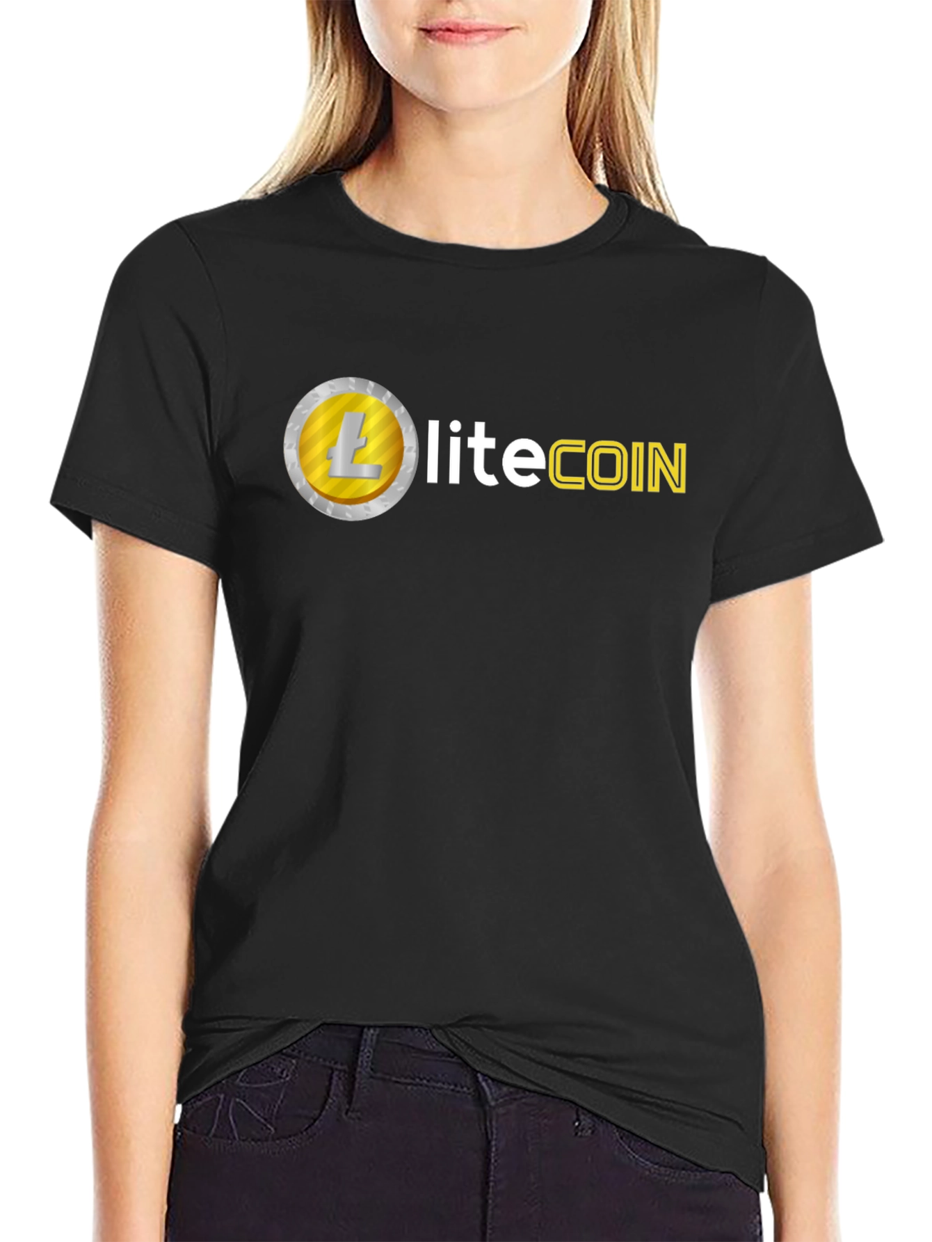 Litecoin Crypto Tee - Black Cotton Graphic T-Shirt