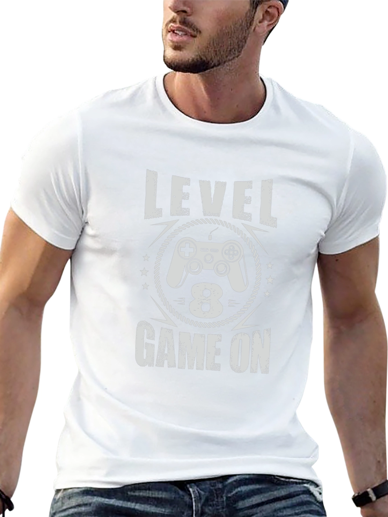 Level 8 Game On Black T-Shirt