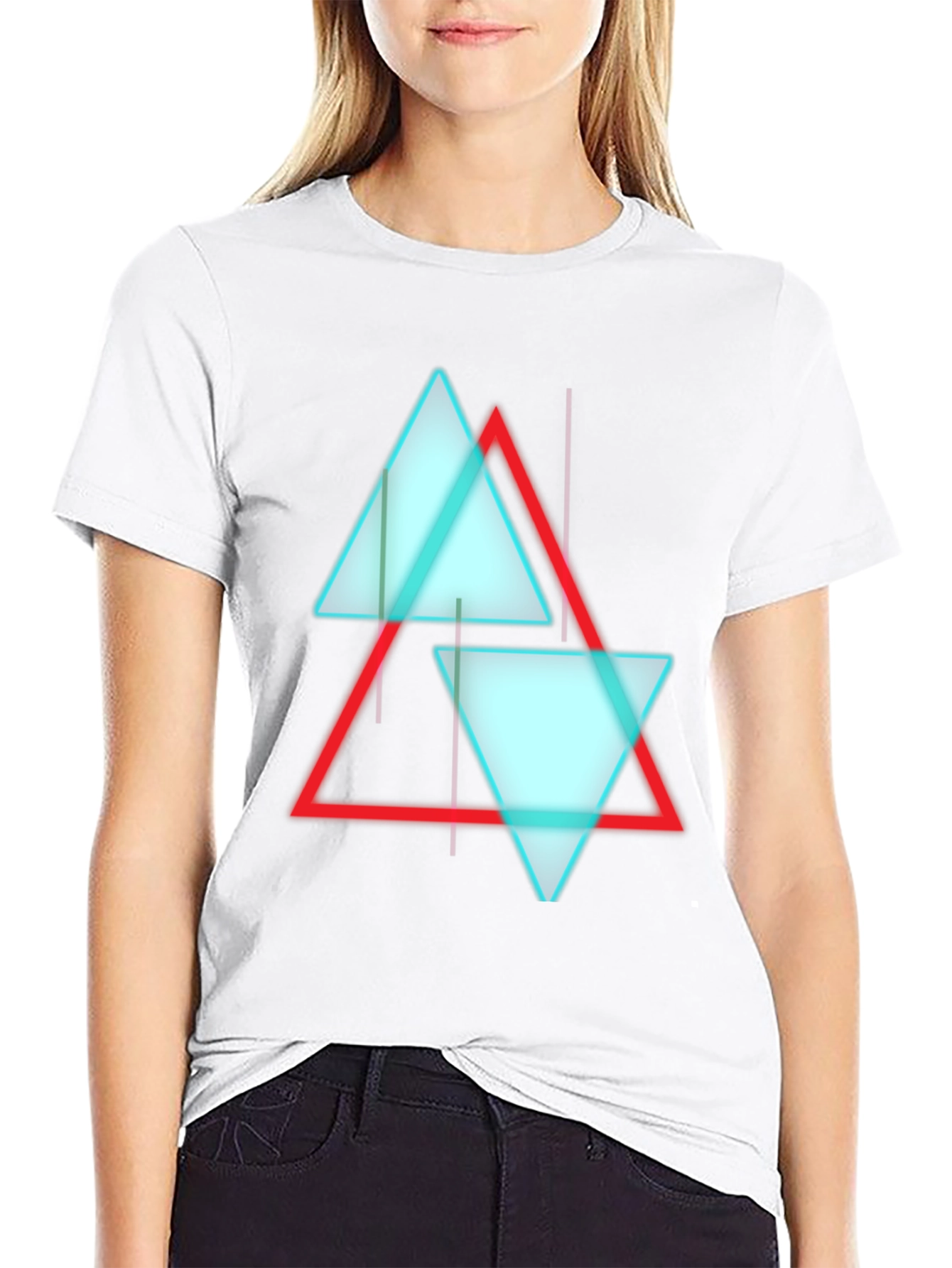Abstract Triangle Graphic Print Black T-Shirt
