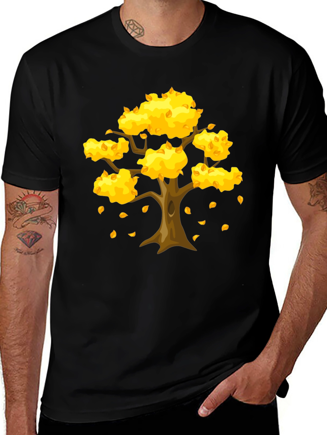 Autumn Tree Graphic Tee - Unisex Black T-Shirt