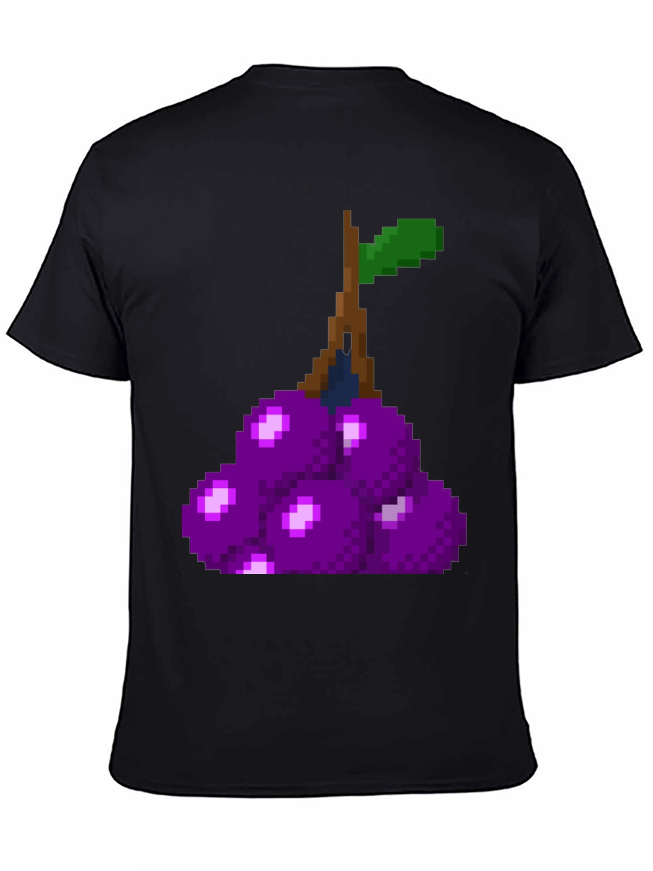 Pixel Grapes Graphic Tee - Unique Black T-Shirt