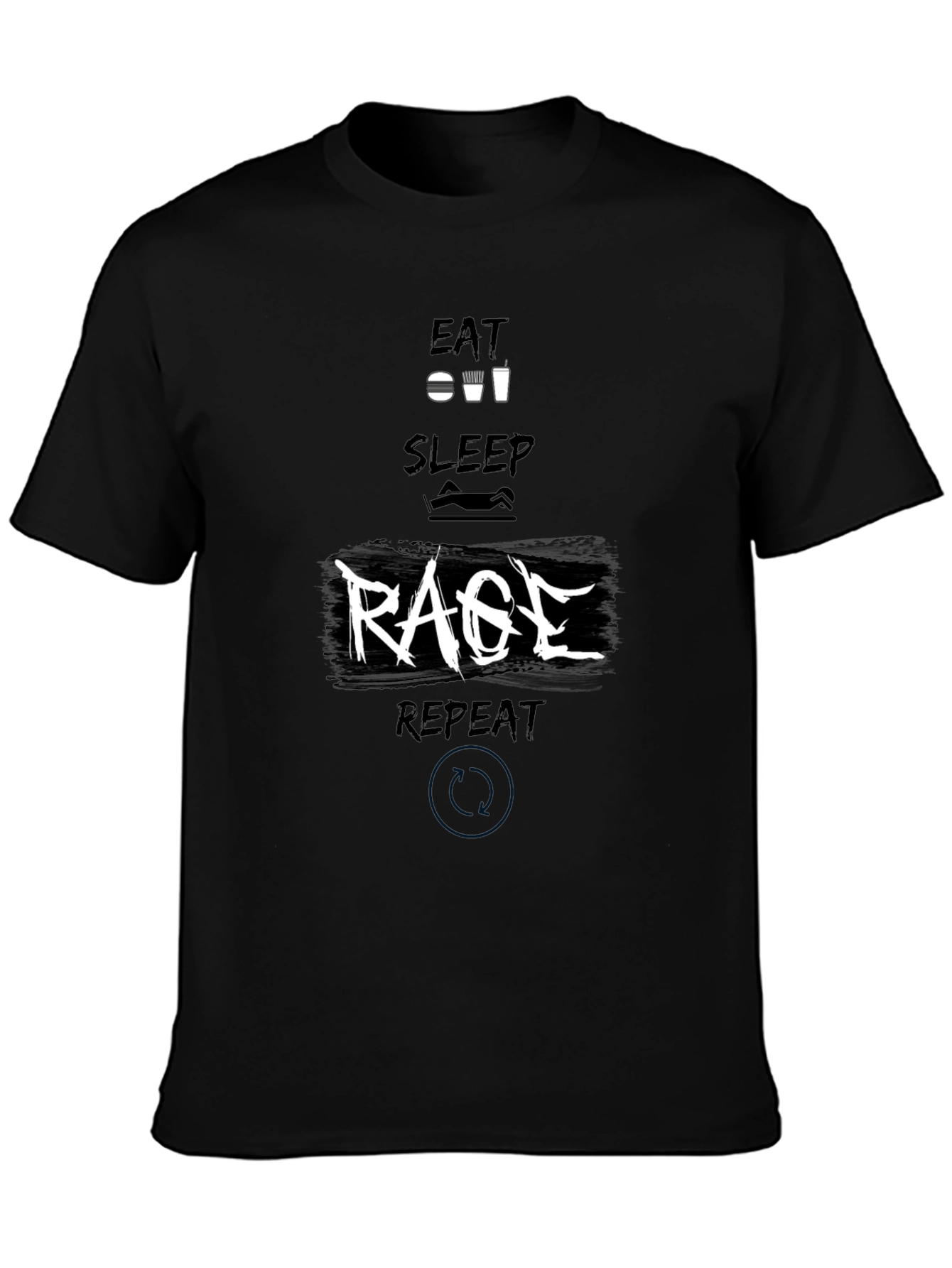 Eat Sleep Rage Repeat Black Graphic Tee