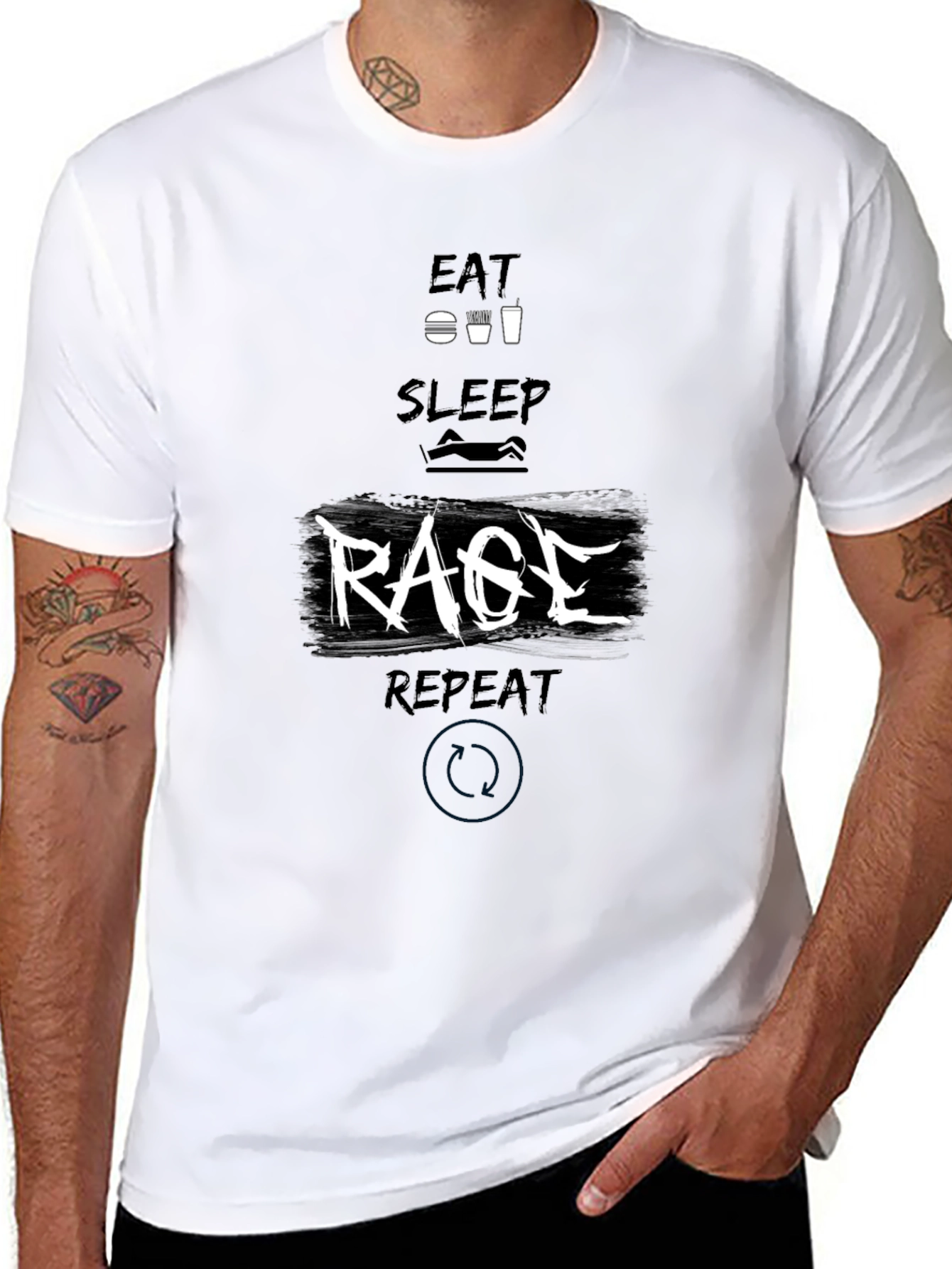 Eat Sleep Rage Repeat Black Graphic Tee