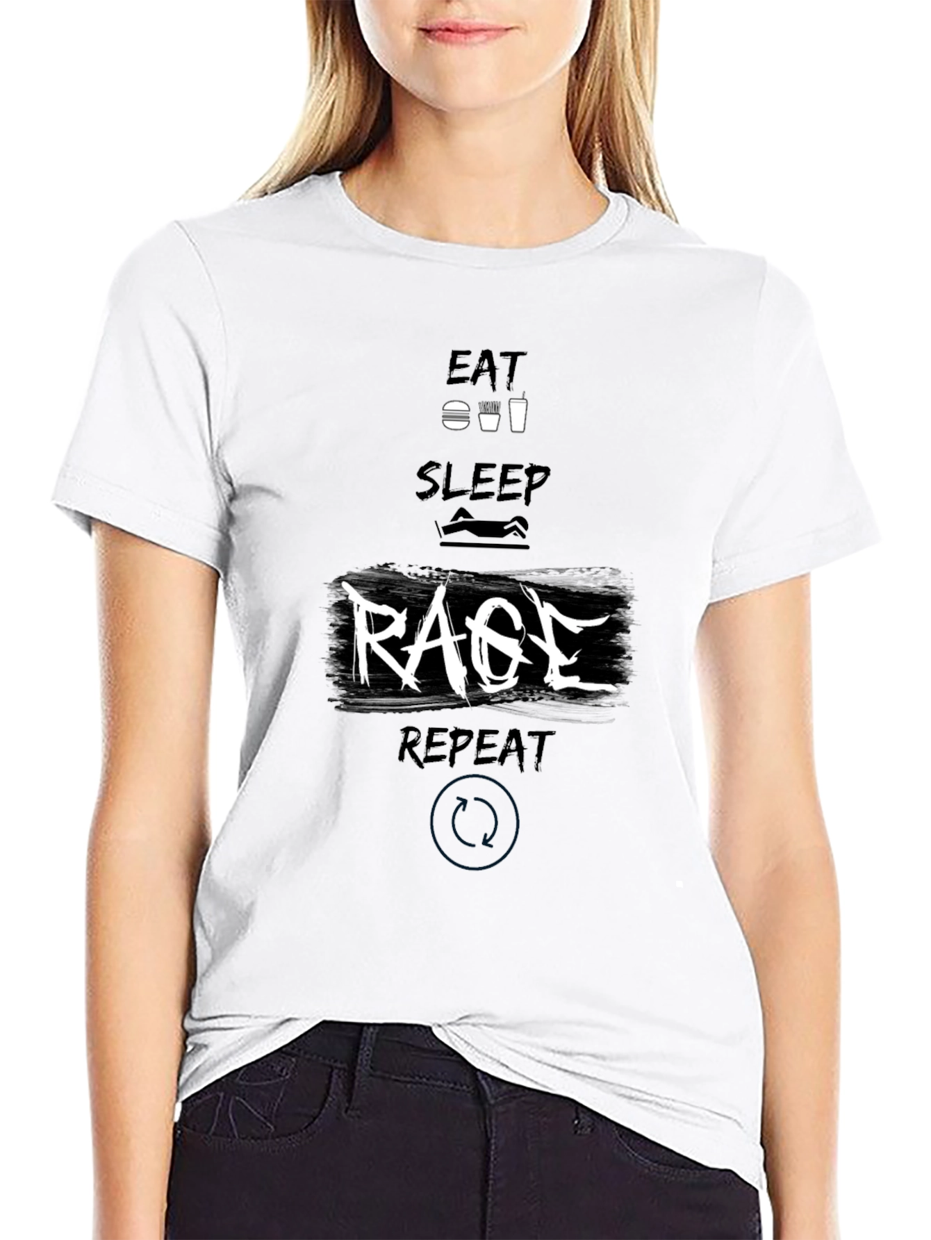 Eat Sleep Rage Repeat Black Graphic Tee