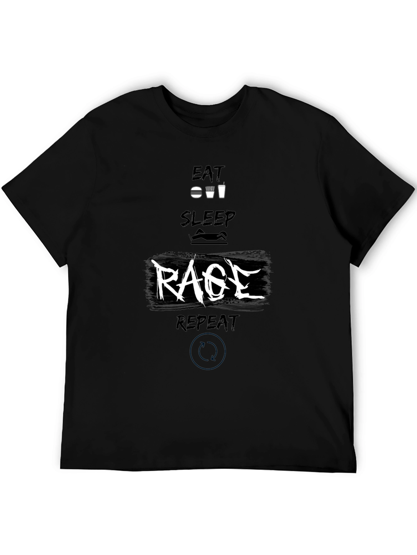 Eat Sleep Rage Repeat Black Graphic Tee