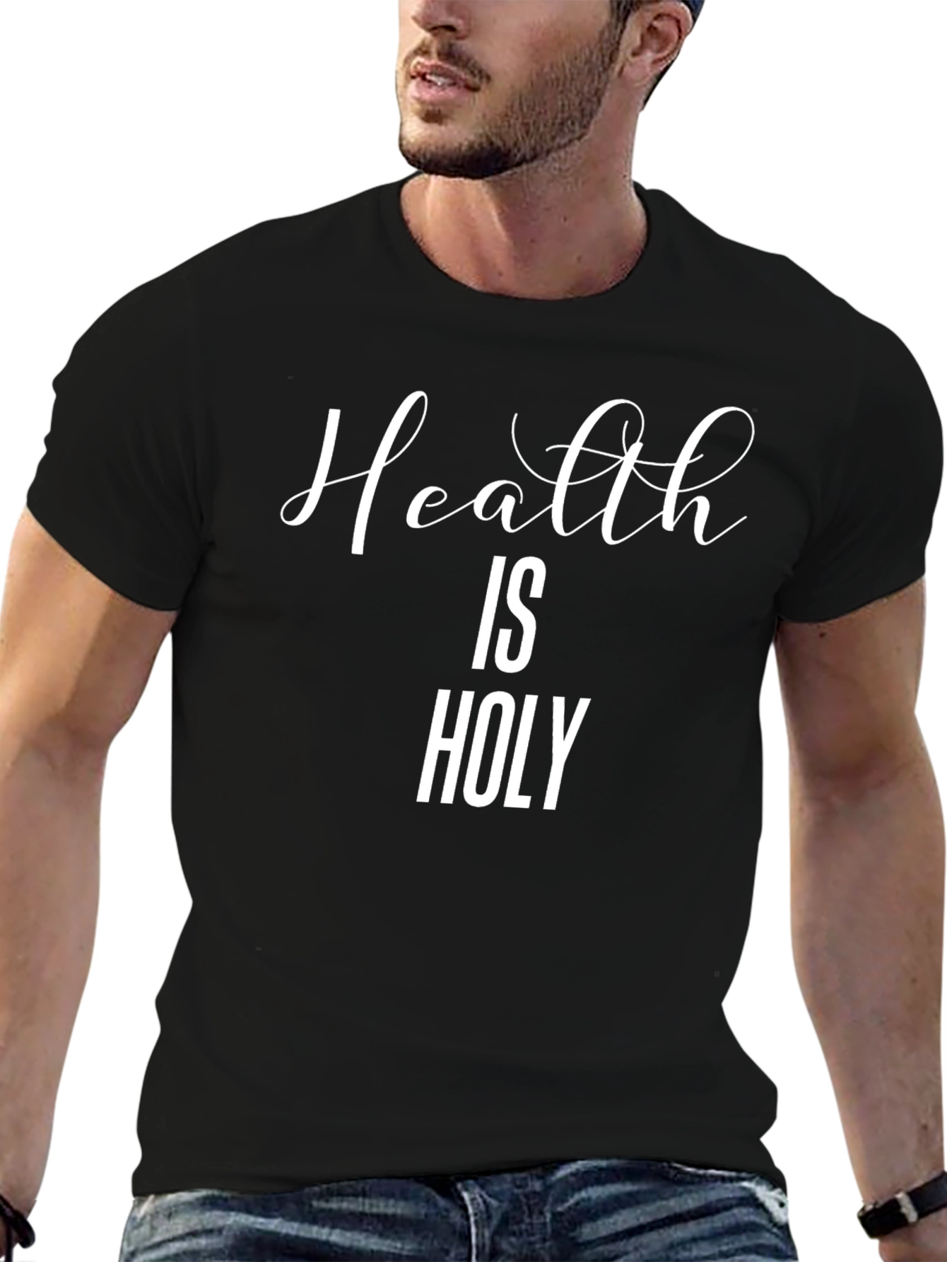 Health is Holy Black Graphic Tee