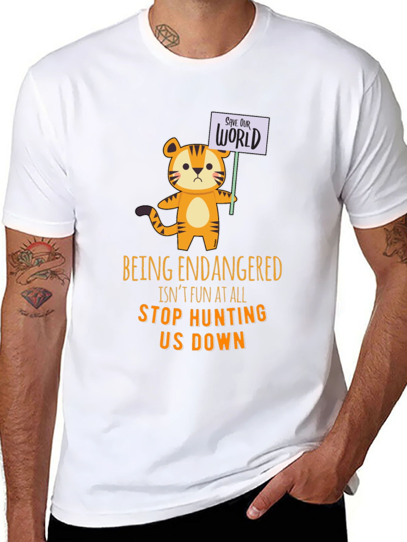 Endangered Tiger Graphic T-Shirt - Save the World