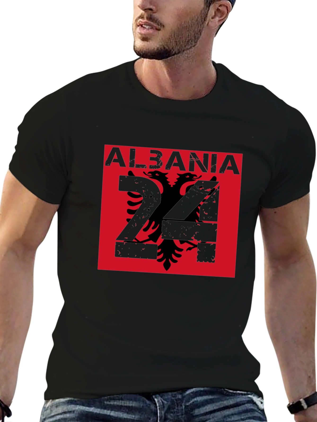 Albania Eagle Graphic T-Shirt - Mens Black Tee