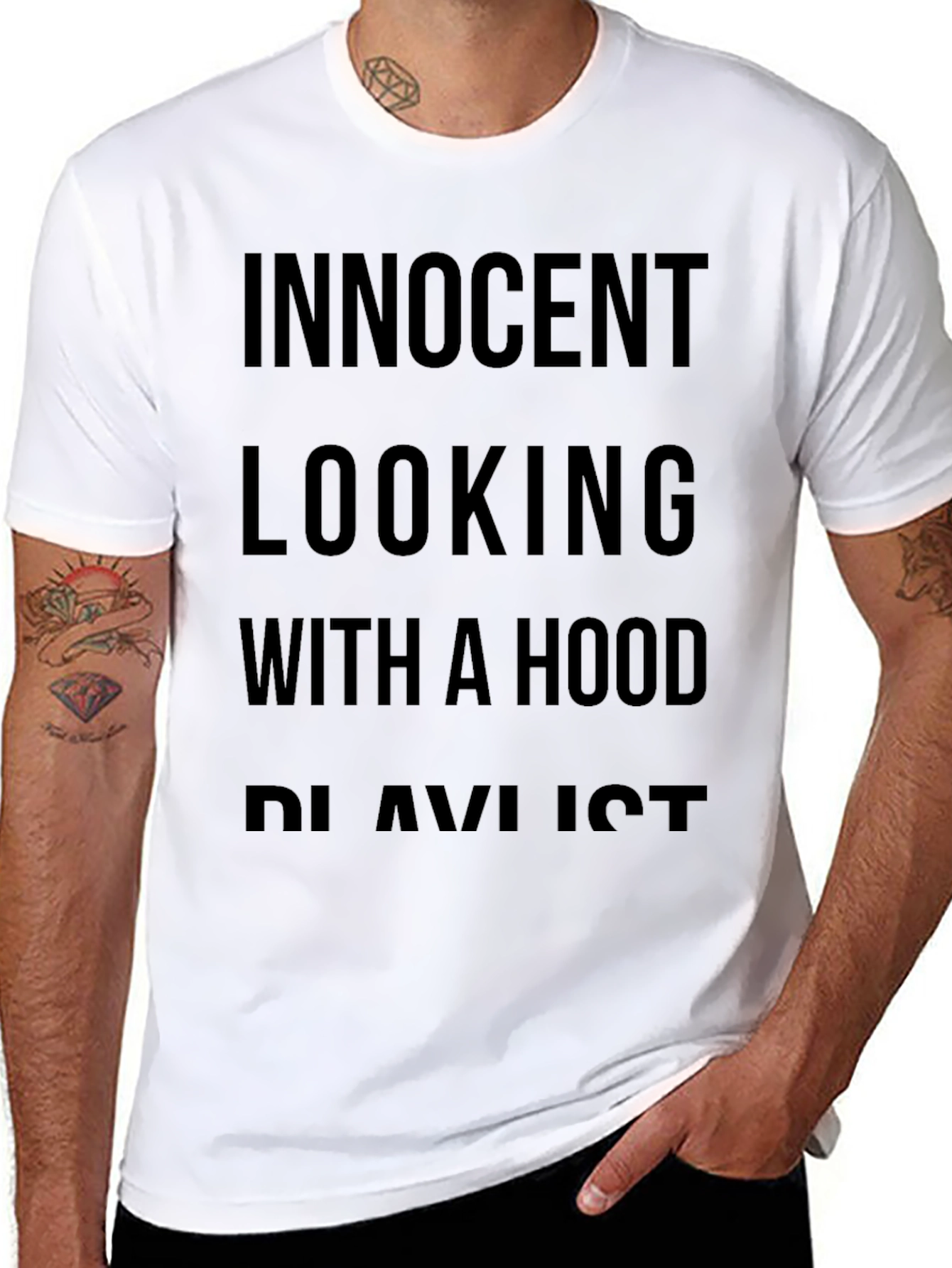Innocent Looking Hood Playlist Black Tee