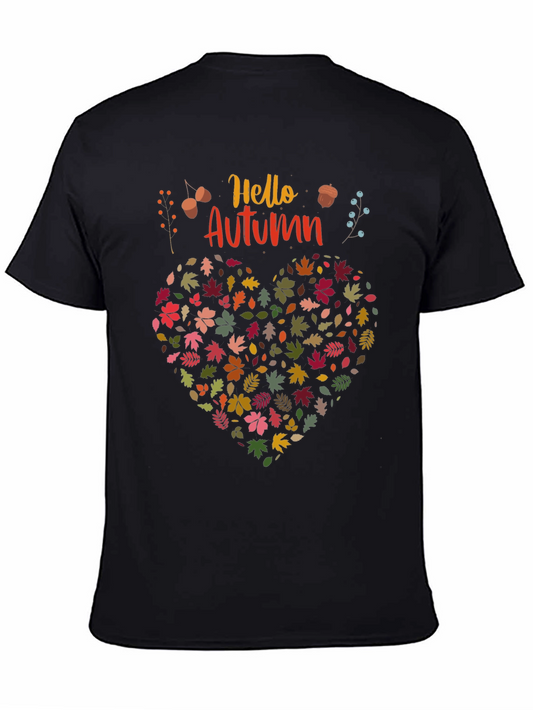 Hello Autumn Leaf Heart Graphic Tee