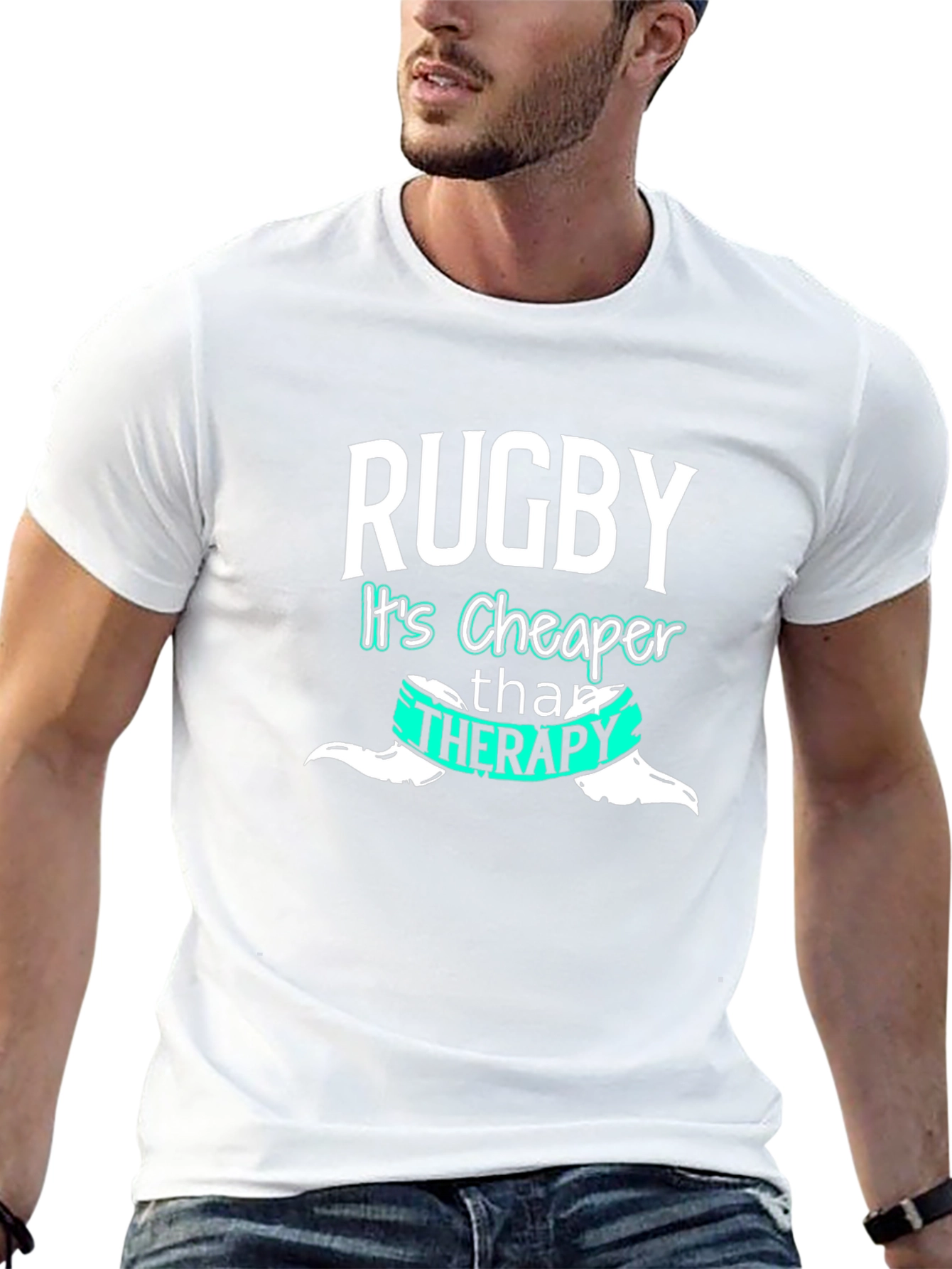 Rugby Cheaper Than Therapy Graphic Tee