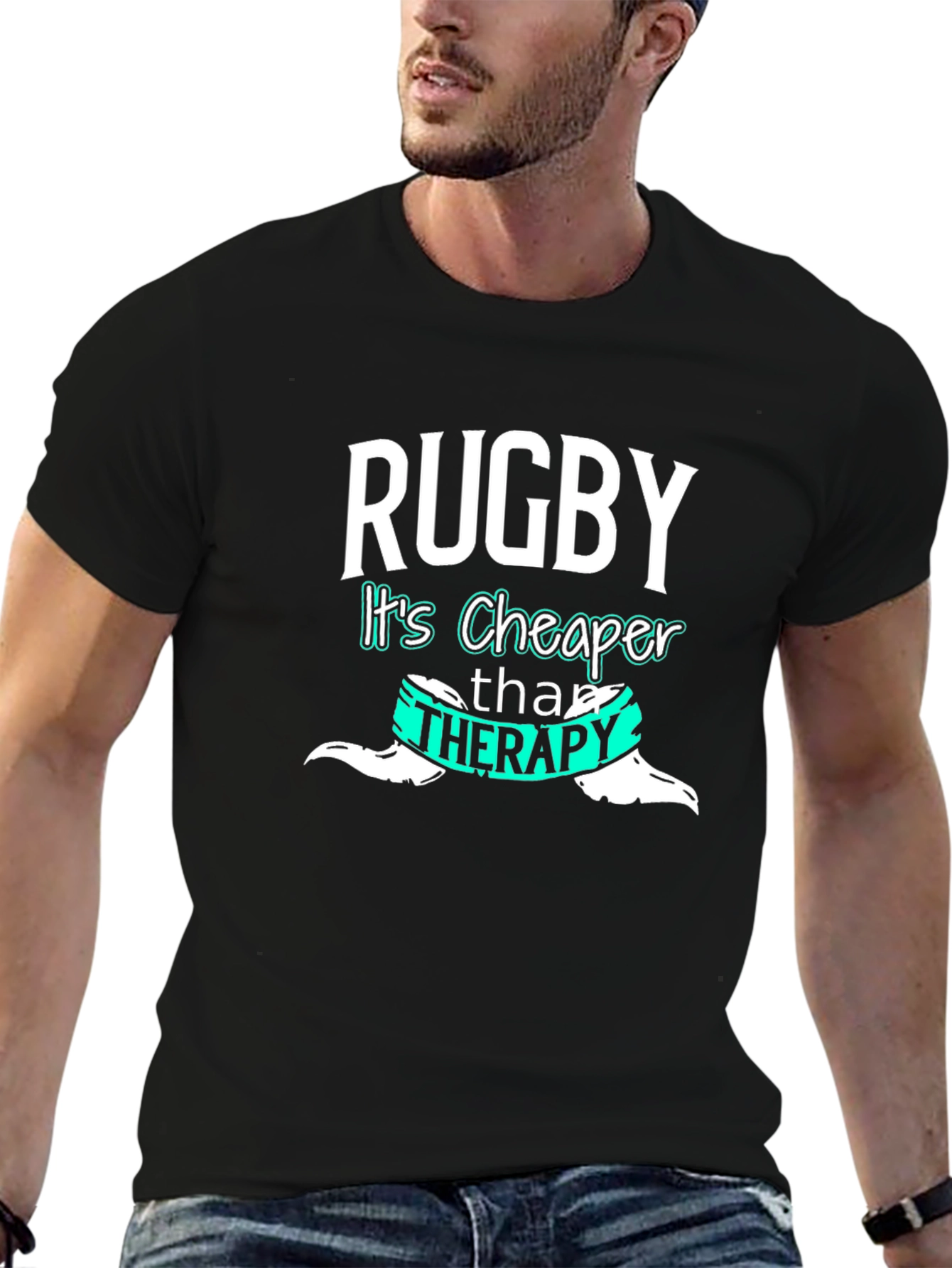 Rugby Cheaper Than Therapy Graphic Tee