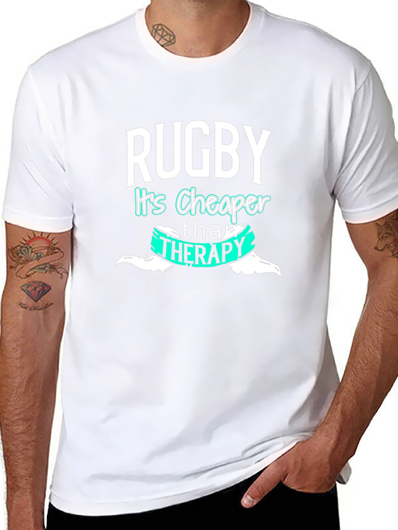 Rugby Cheaper Than Therapy Graphic Tee
