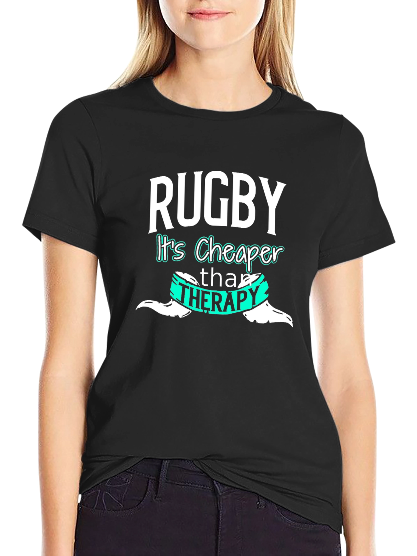 Rugby Cheaper Than Therapy Graphic Tee