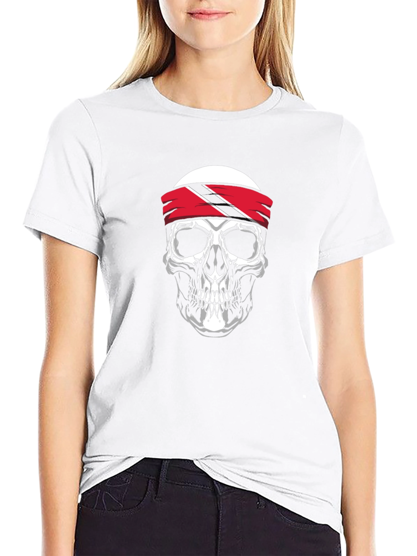 Skull Trinidad & Tobago Flag Bandana Black T-Shirt