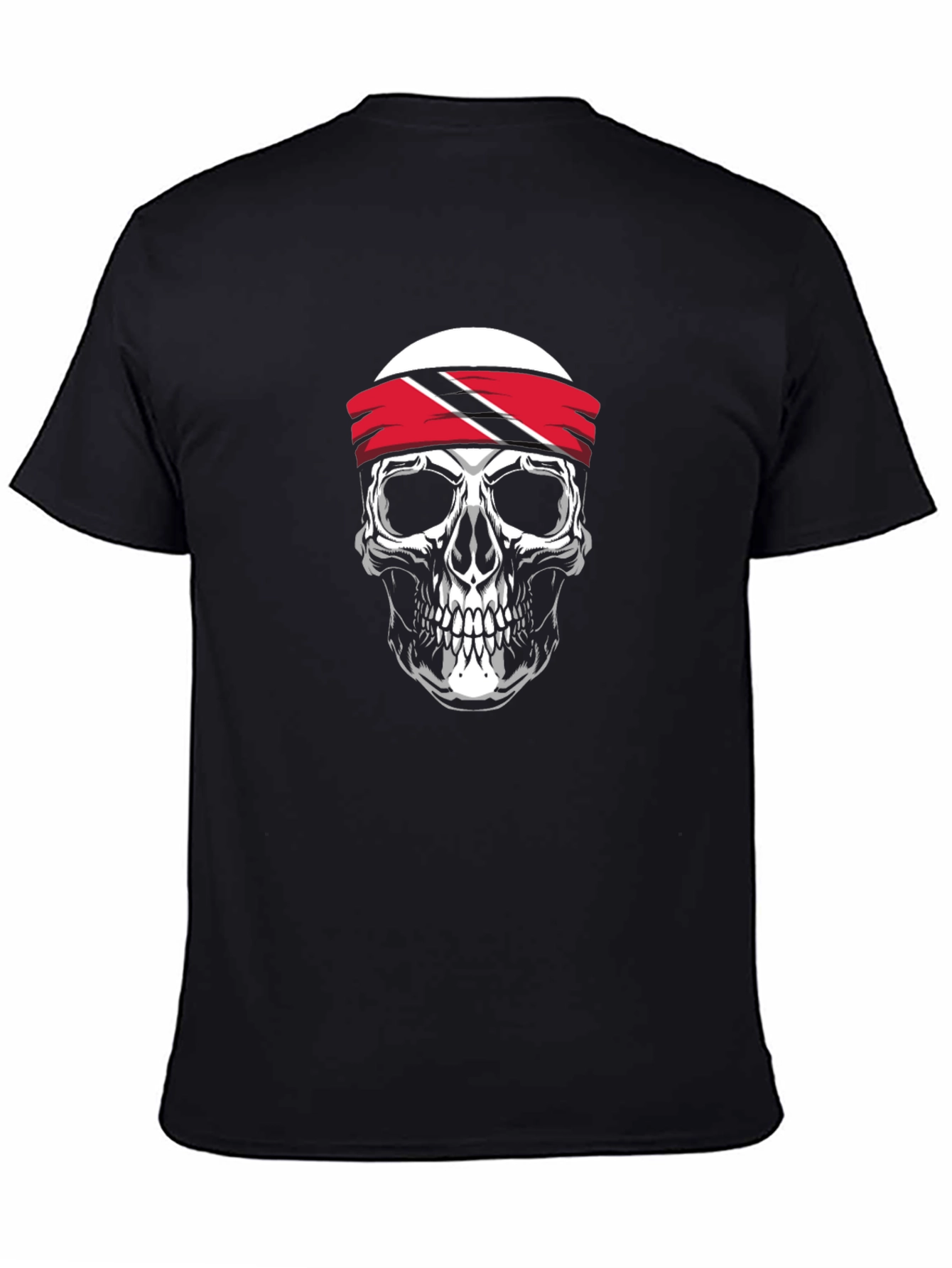 Skull Trinidad & Tobago Flag Bandana Black T-Shirt