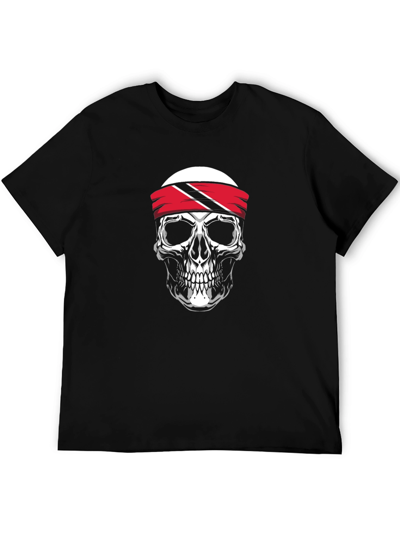Skull Trinidad & Tobago Flag Bandana Black T-Shirt
