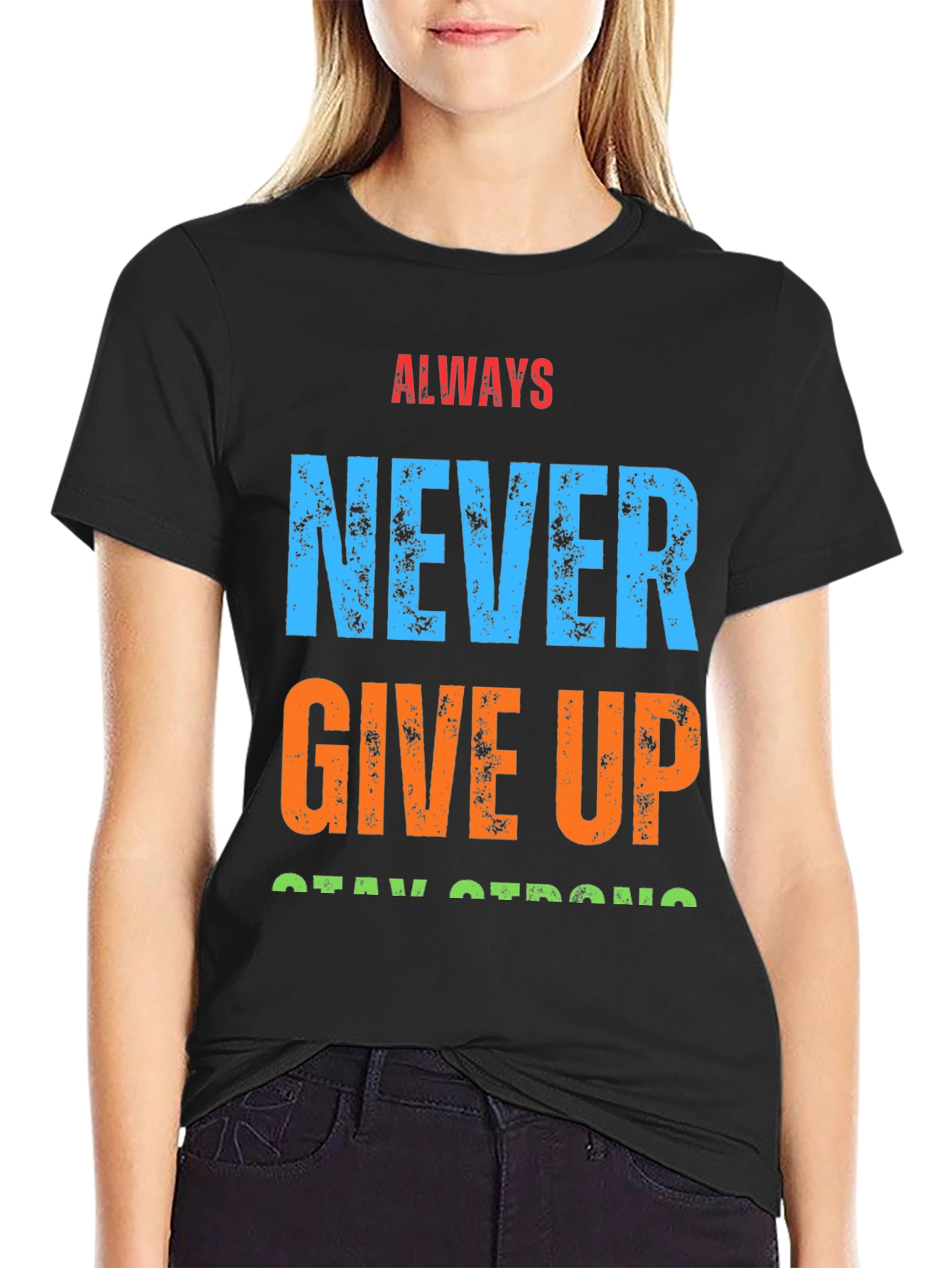 Motivational Graphic T-Shirt - Never Give Up