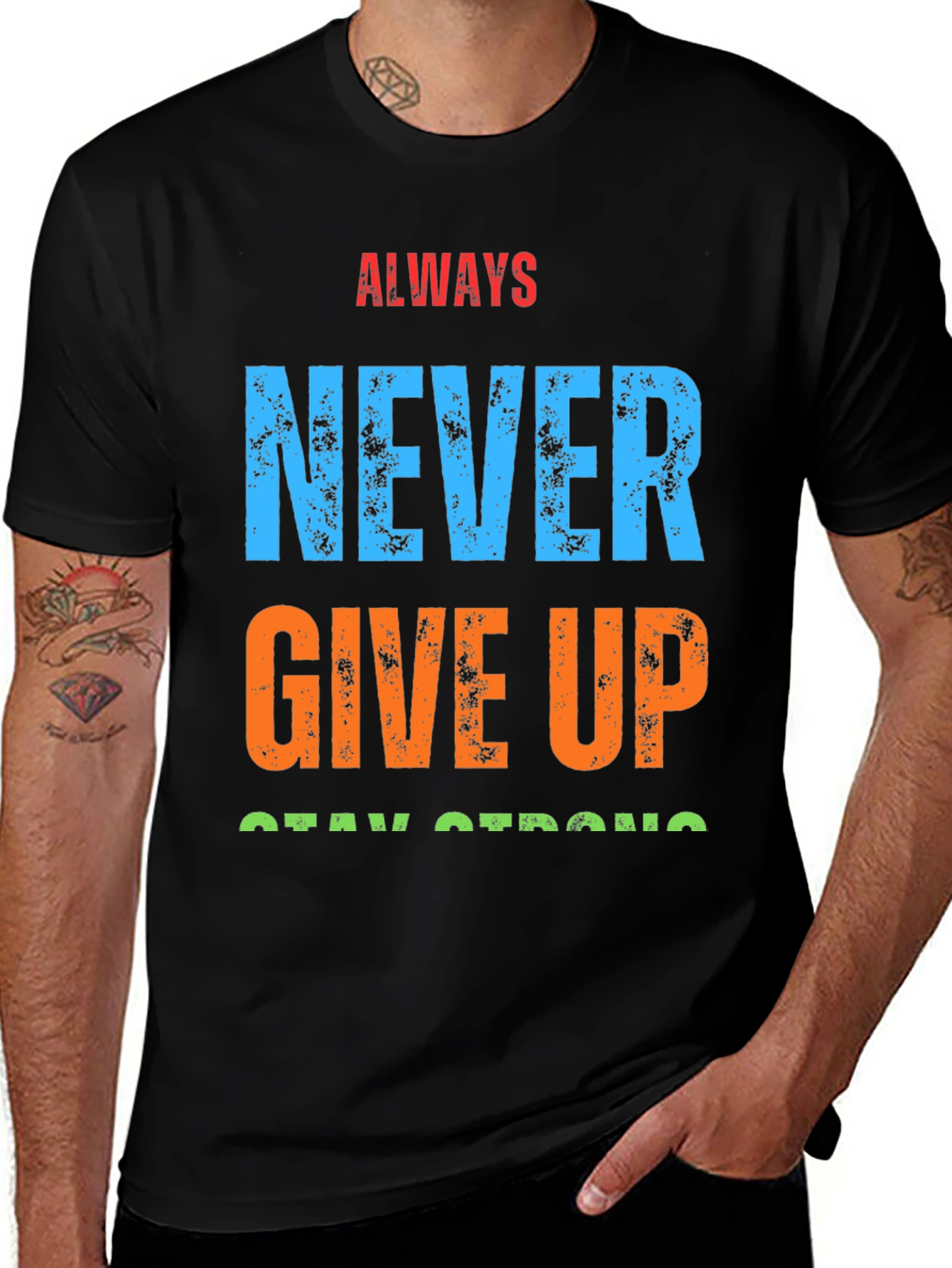 Motivational Graphic T-Shirt - Never Give Up