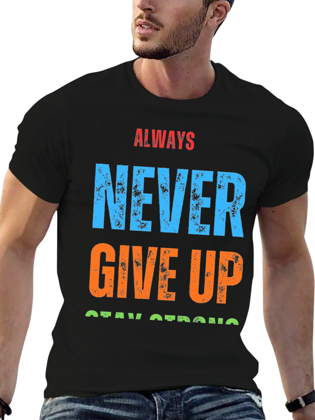 Motivational Graphic T-Shirt - Never Give Up