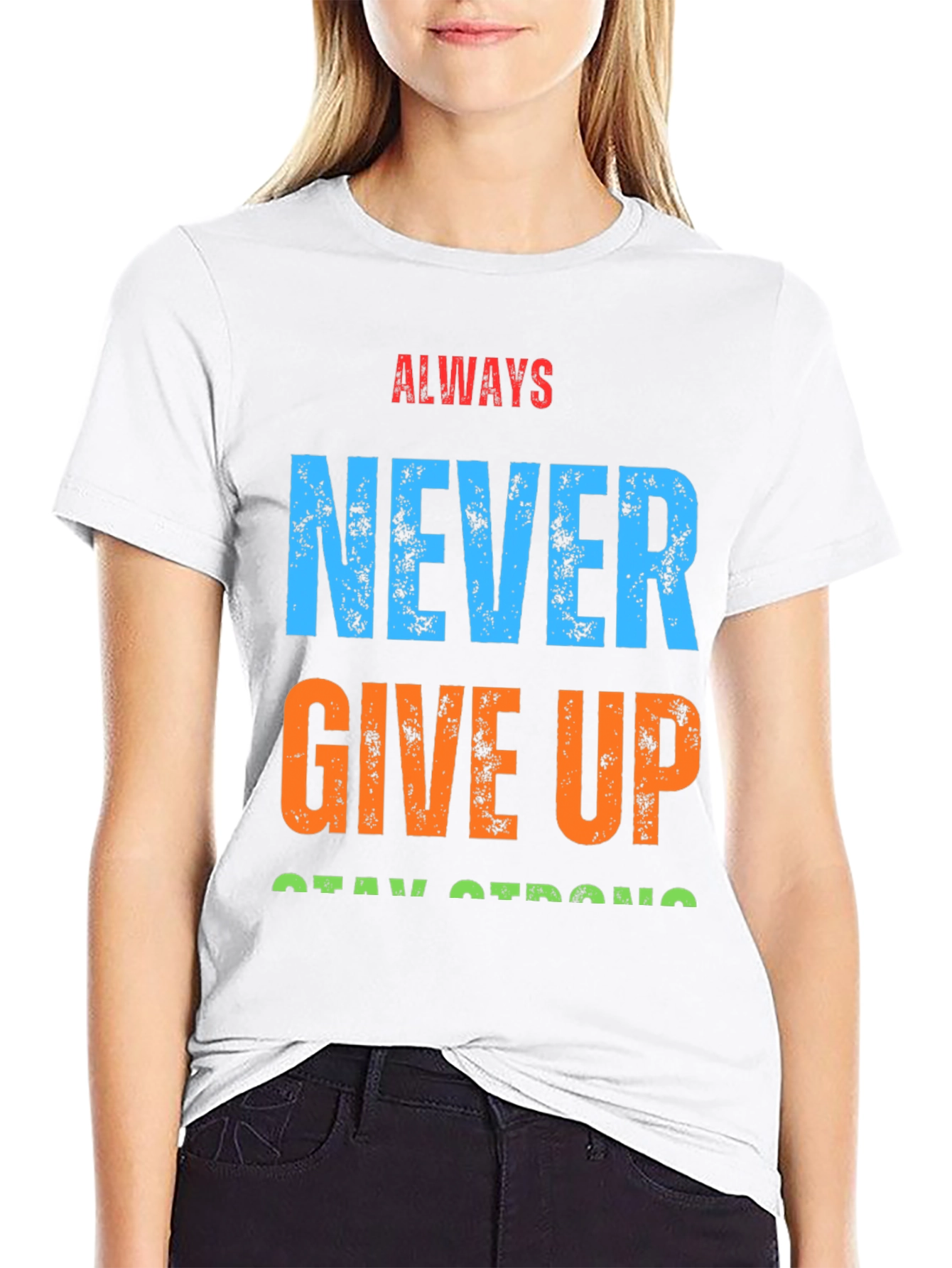 Motivational Graphic T-Shirt - Never Give Up