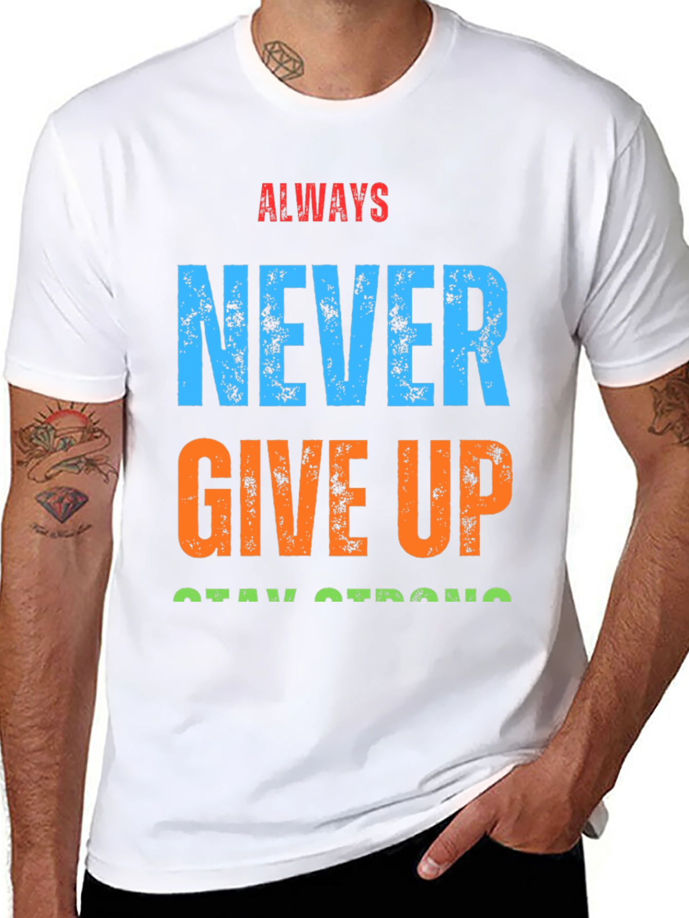 Motivational Graphic T-Shirt - Never Give Up
