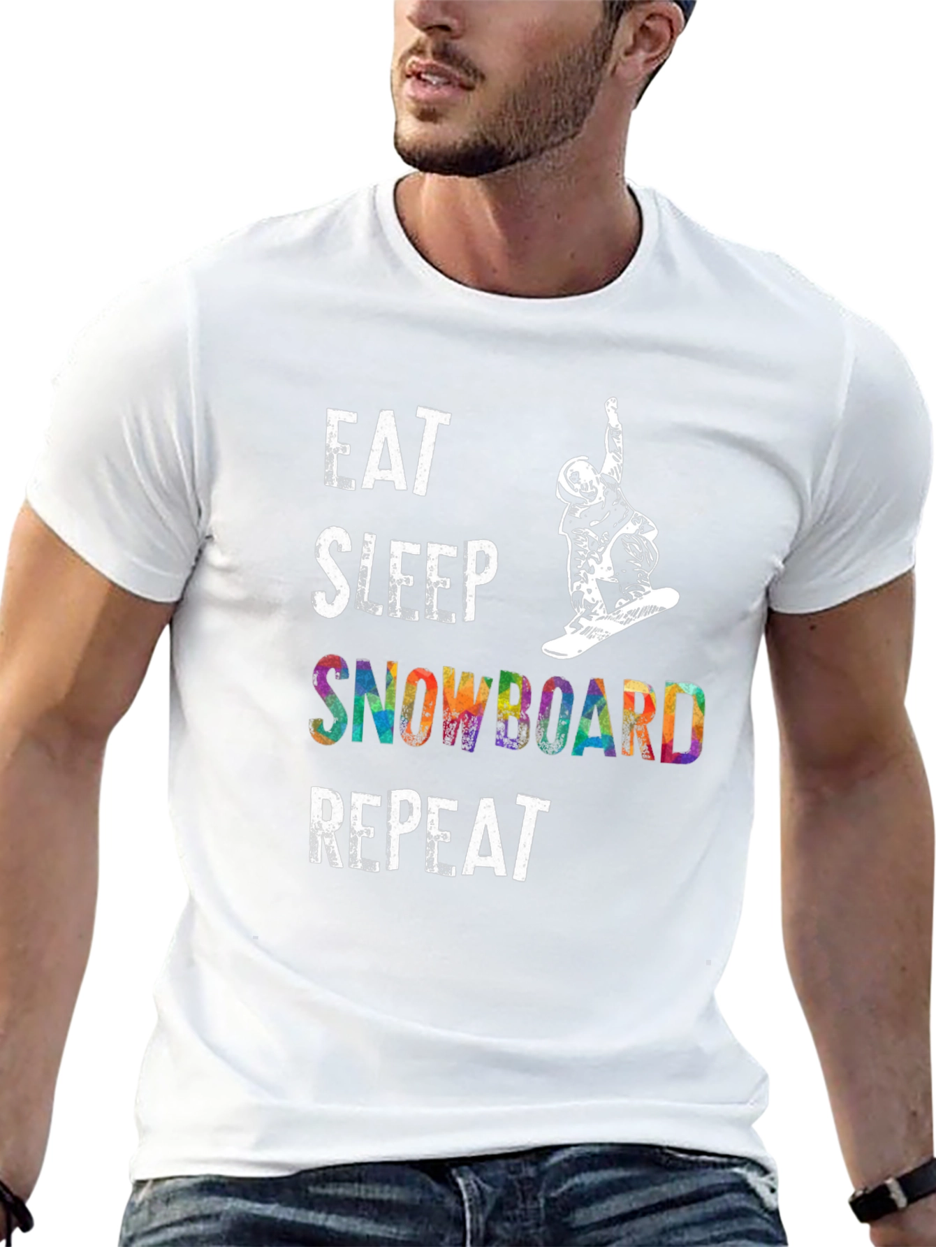 Eat Sleep Snowboard Repeat Black Graphic Tee
