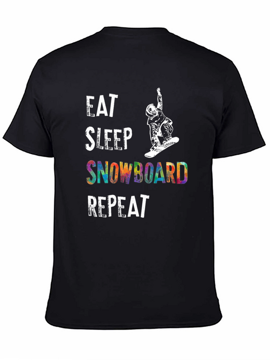 Eat Sleep Snowboard Repeat Black Graphic Tee