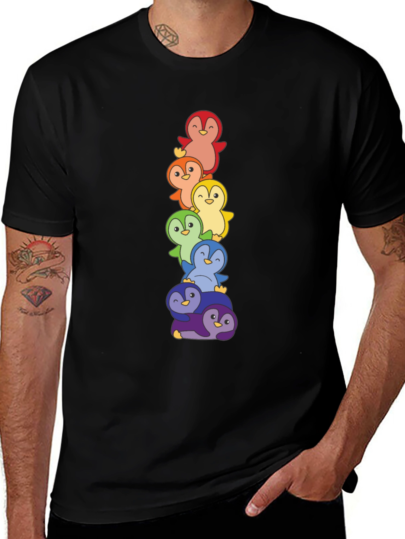 Rainbow Penguin Stack T-Shirt