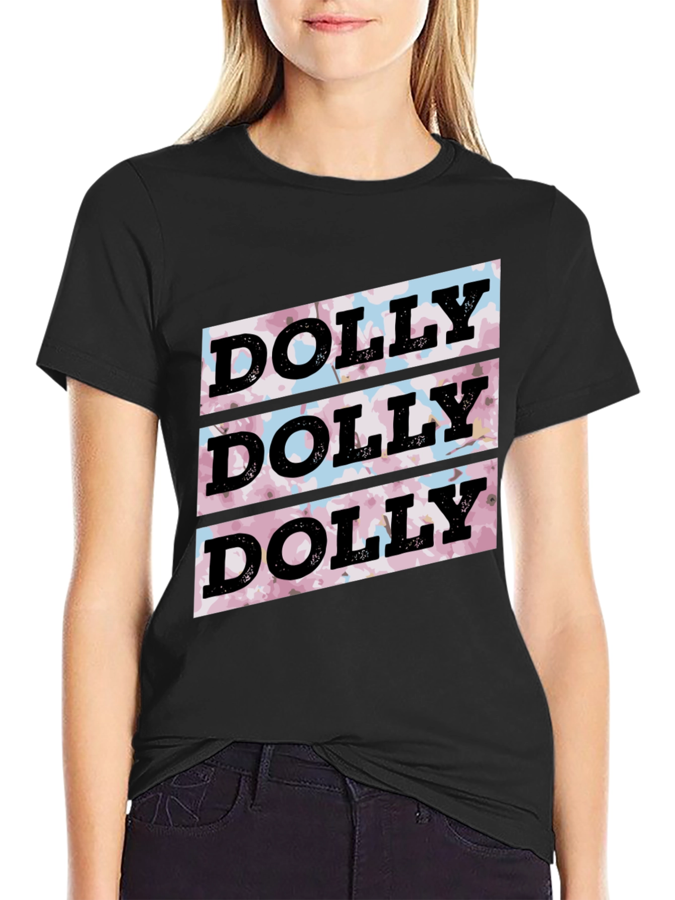 Dolly Pattern Black T-Shirt