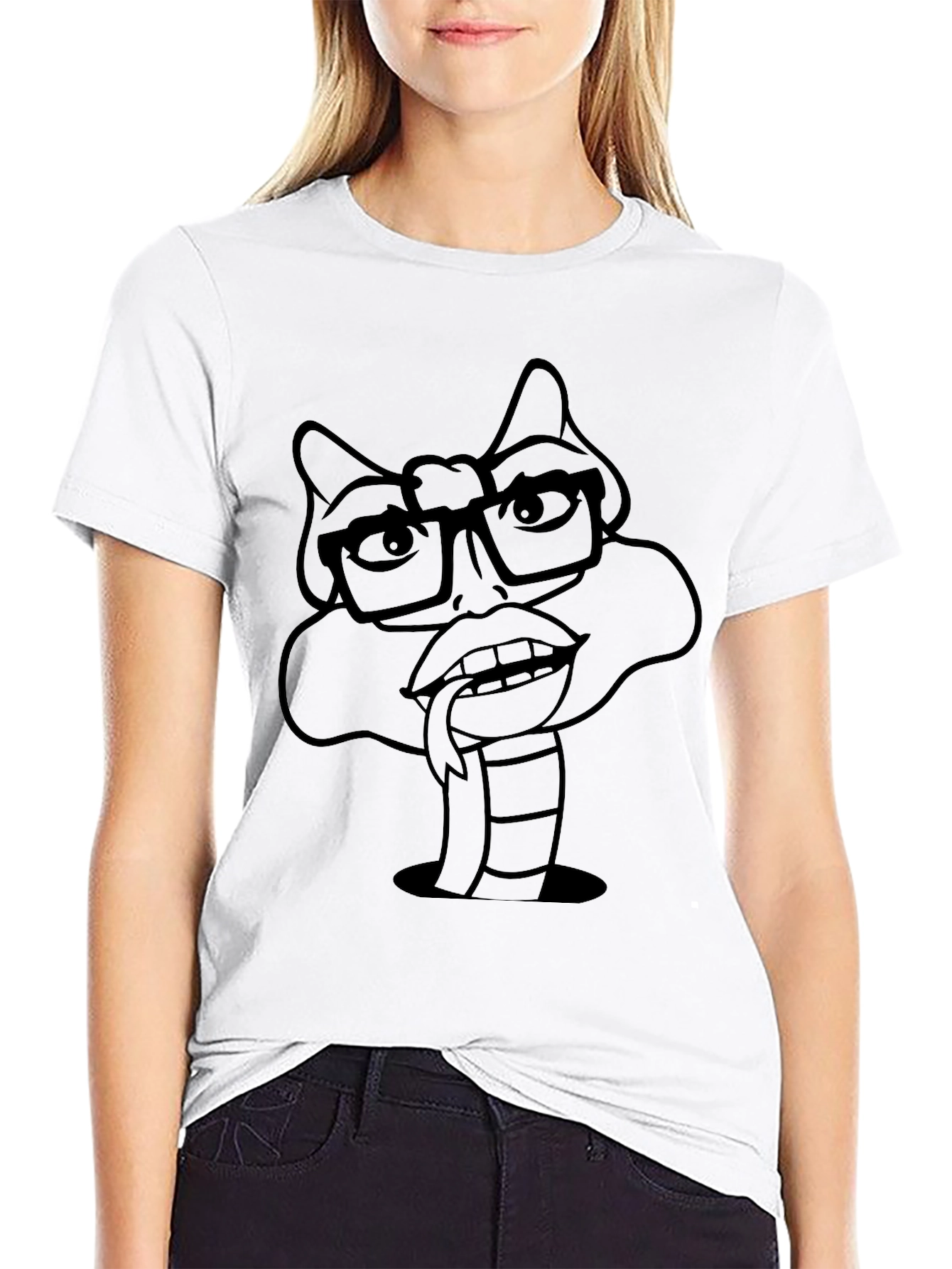 Nerdy Snake Tee - Funny Cartoon Graphic T-Shirt