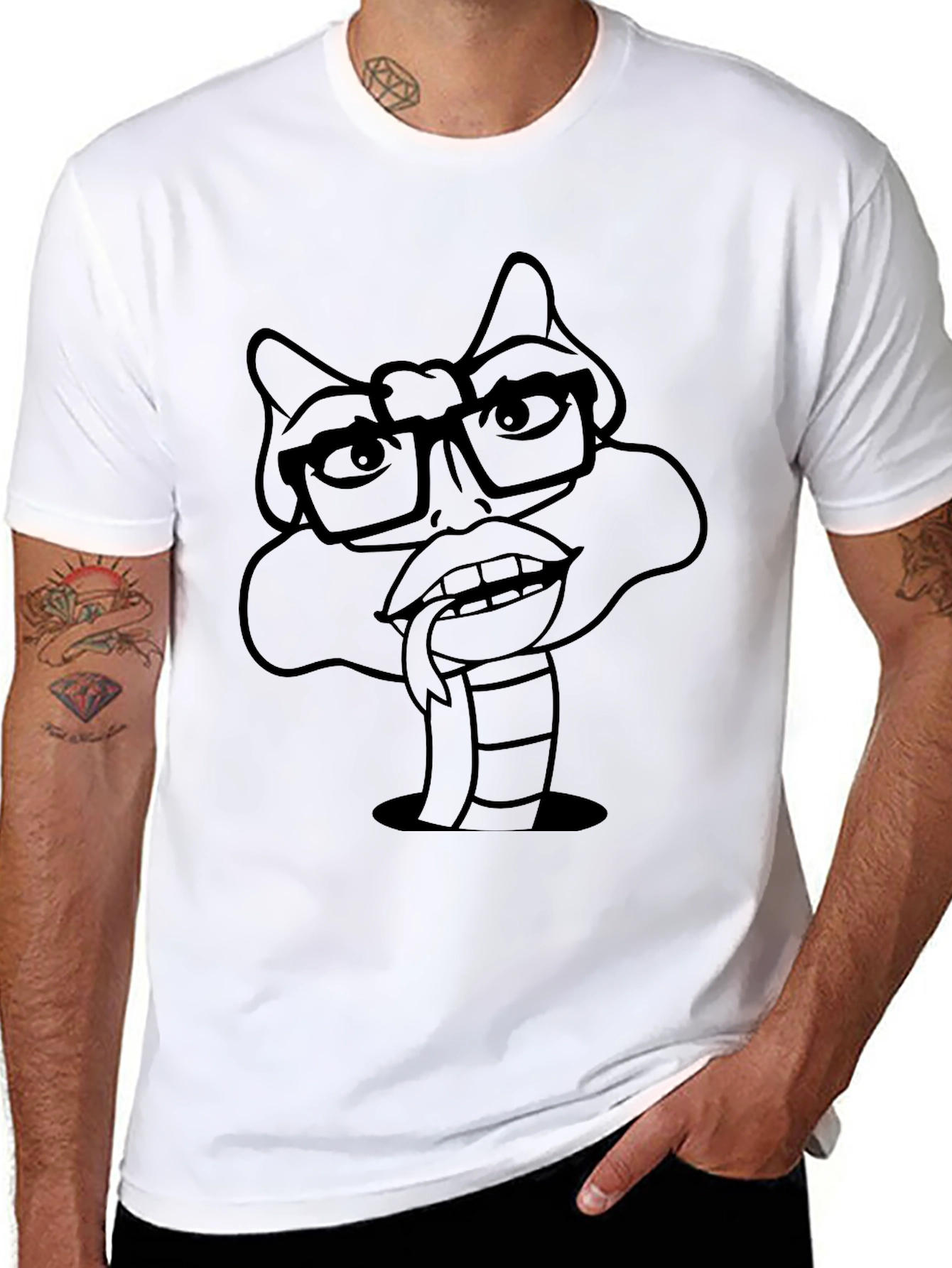 Nerdy Snake Tee - Funny Cartoon Graphic T-Shirt