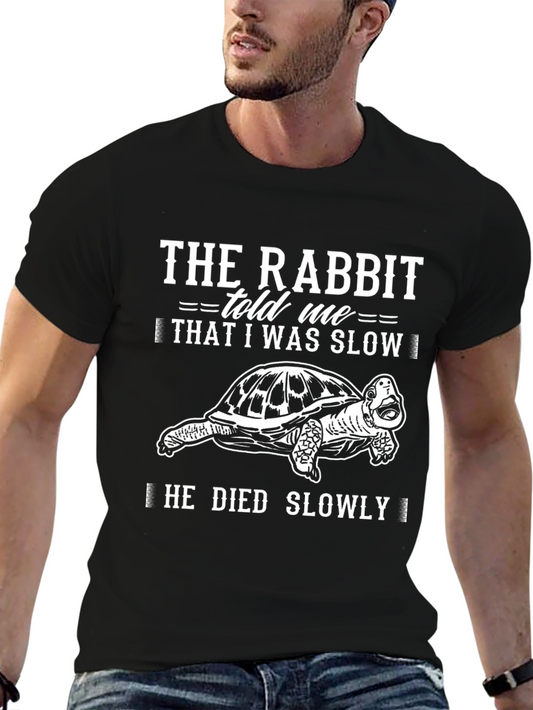 Humorous Turtle Graphic Tee - The Rabbit Told Me I Was Slow