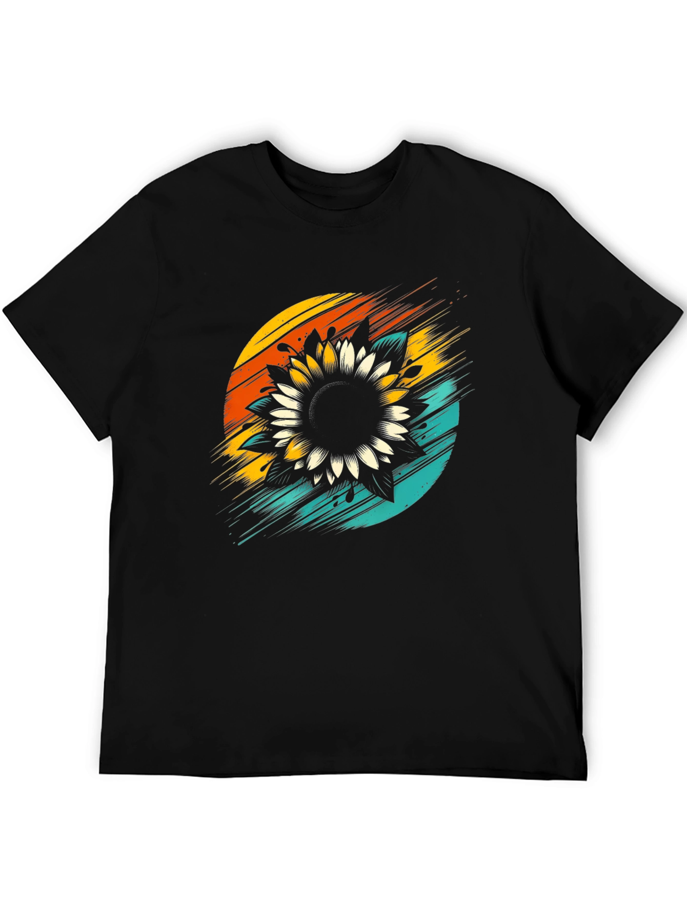 Sunflower Graphic Tee - Retro Style Black T-Shirt
