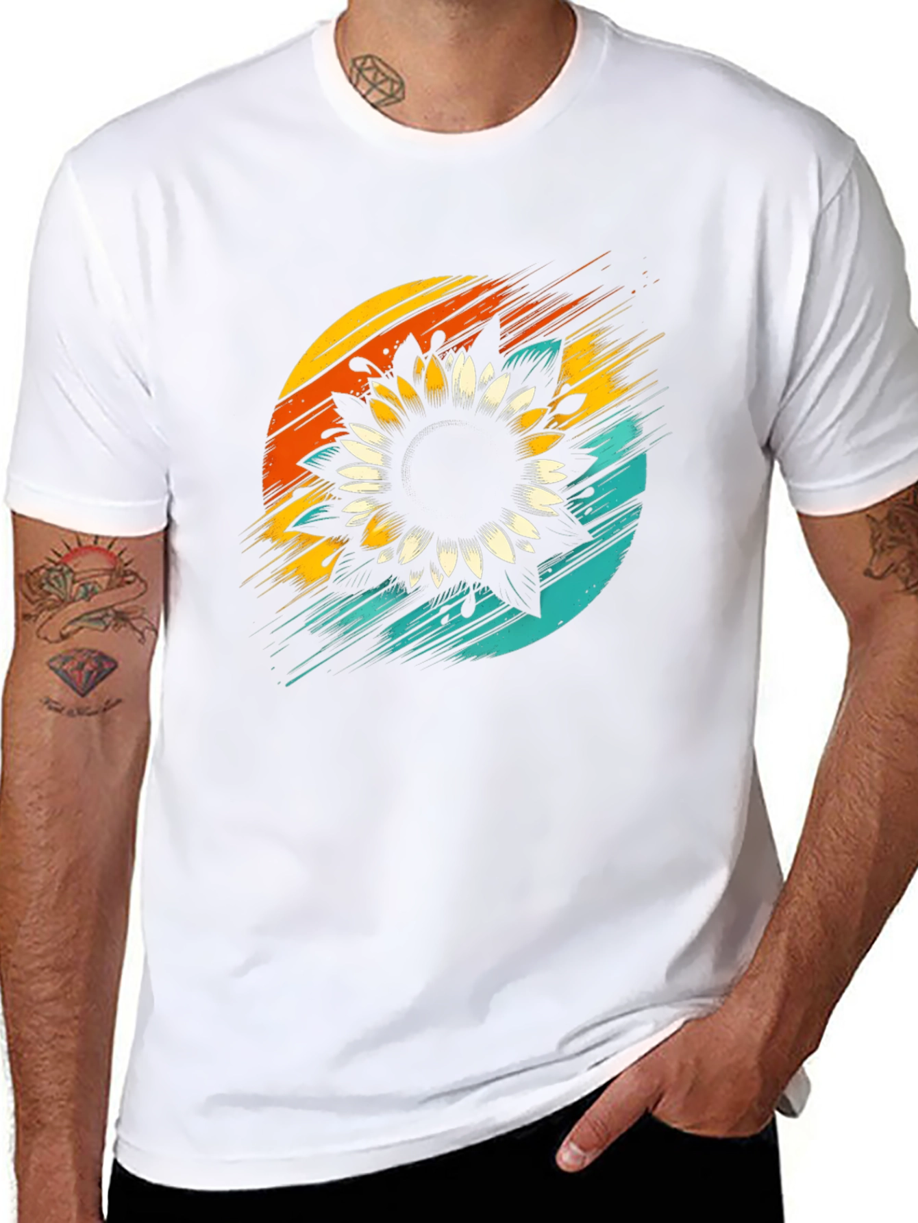 Sunflower Graphic Tee - Retro Style Black T-Shirt