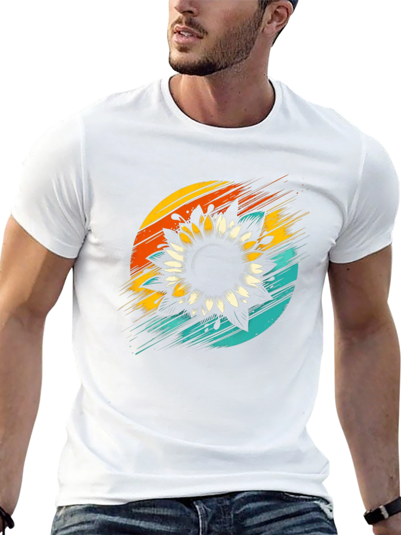 Sunflower Graphic Tee - Retro Style Black T-Shirt