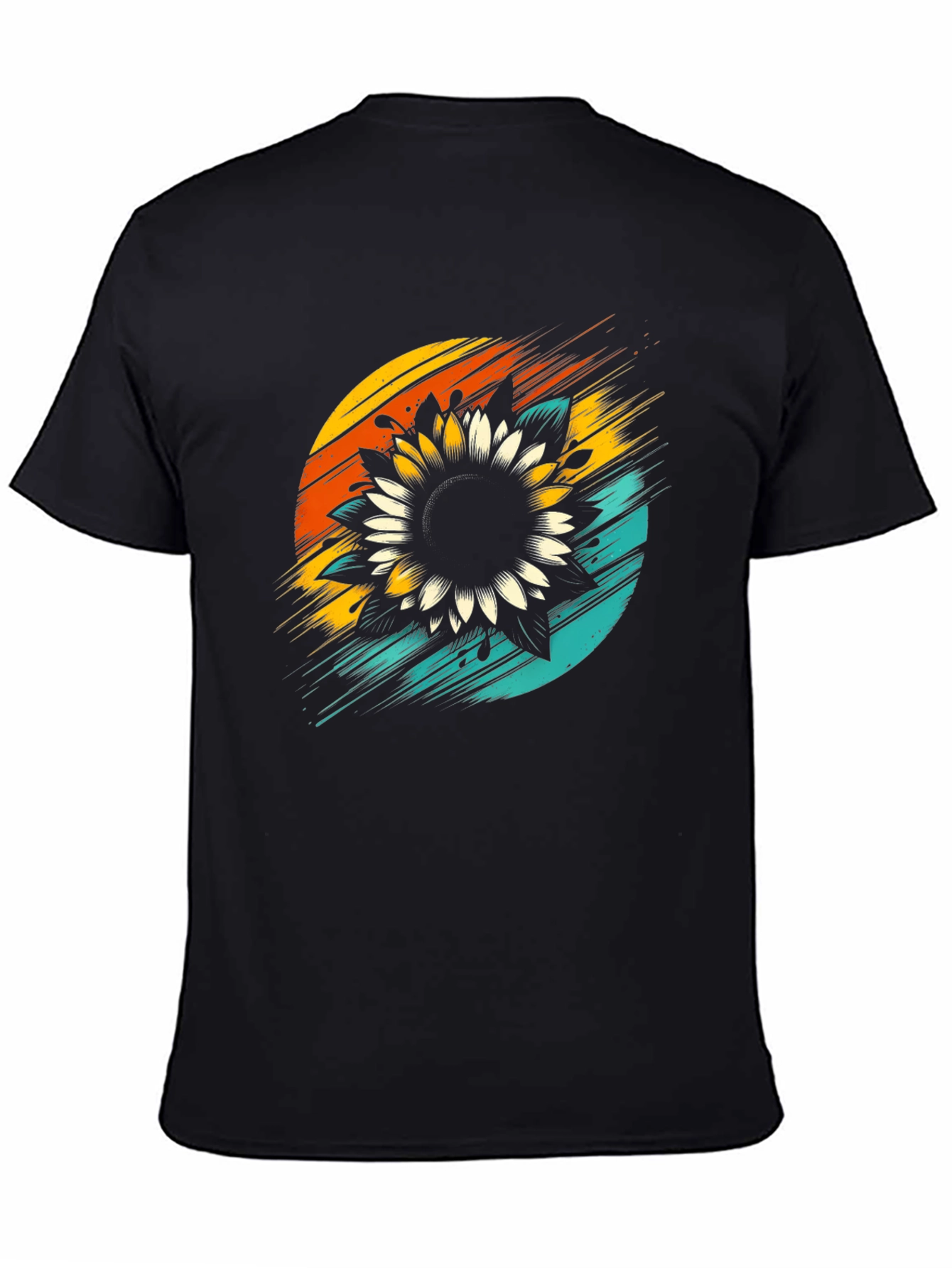 Sunflower Graphic Tee - Retro Style Black T-Shirt
