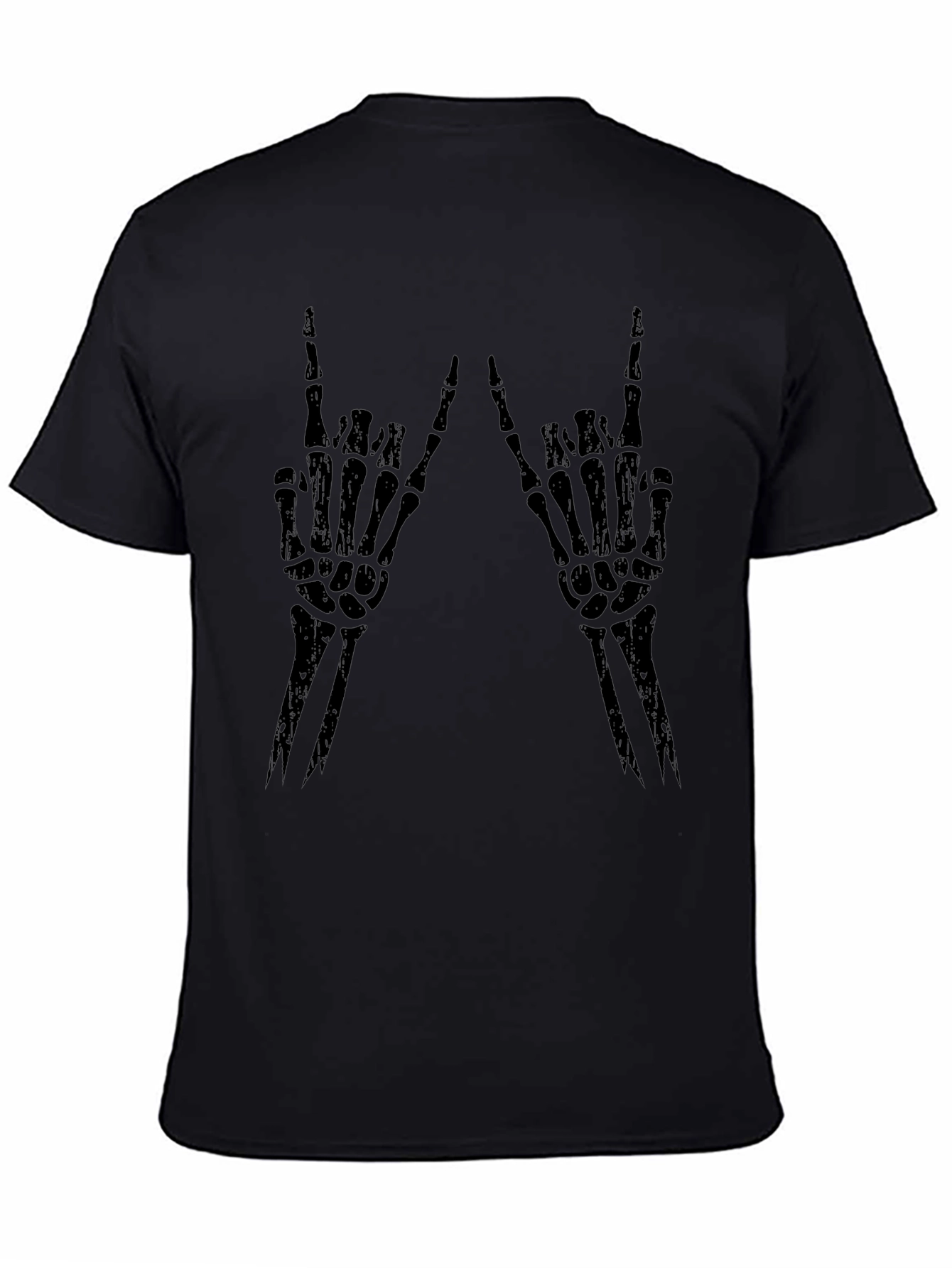 Rock On Skeleton Hand T-Shirt - Black Graphic Tee
