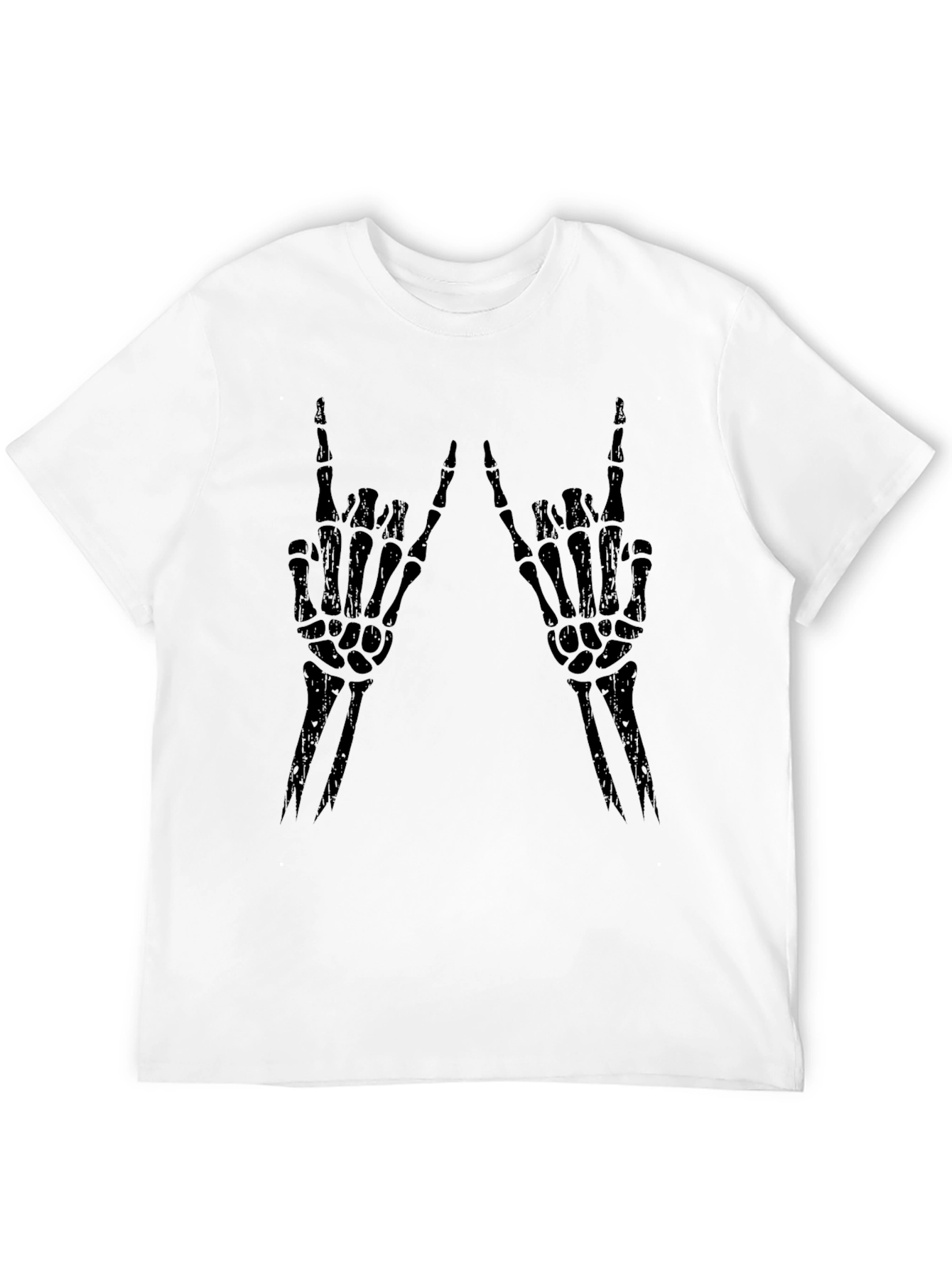 Rock On Skeleton Hand T-Shirt - Black Graphic Tee