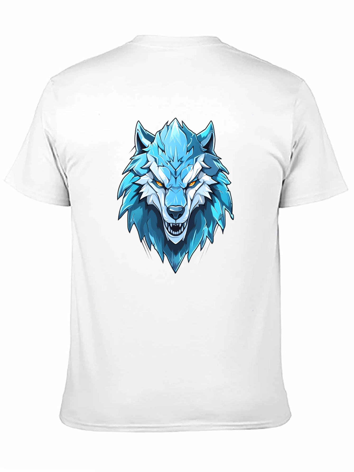 Blue Wolf Graphic Print Black T-Shirt