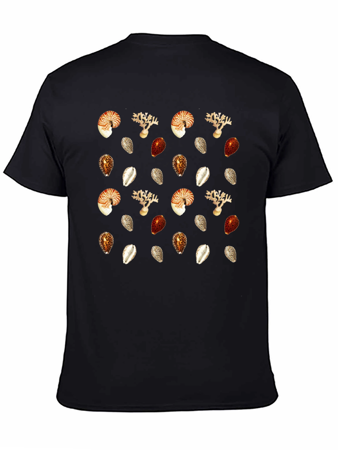 Seashell Pattern Black Graphic Tee