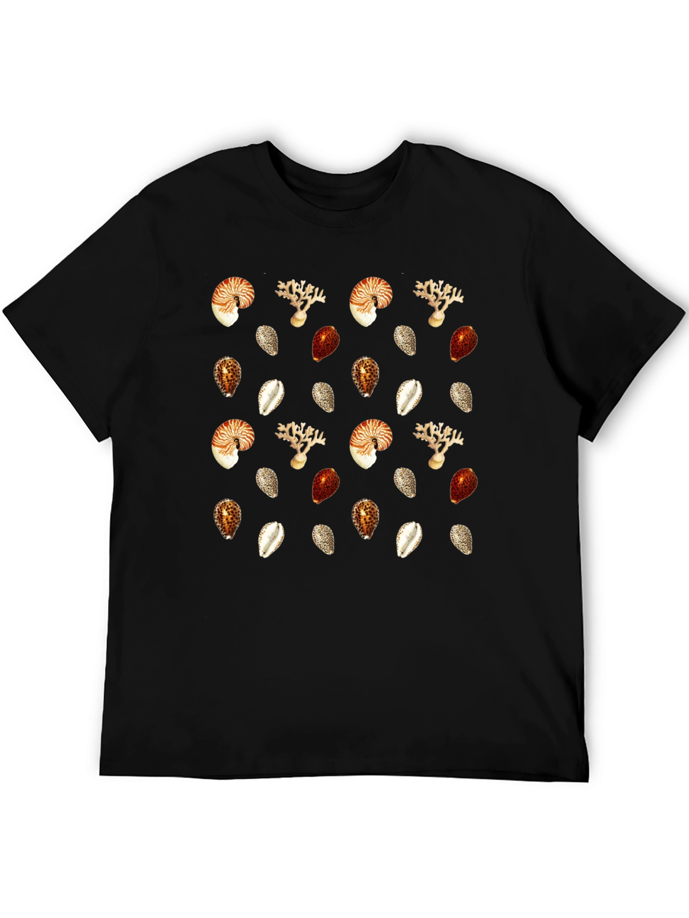 Seashell Pattern Black Graphic Tee