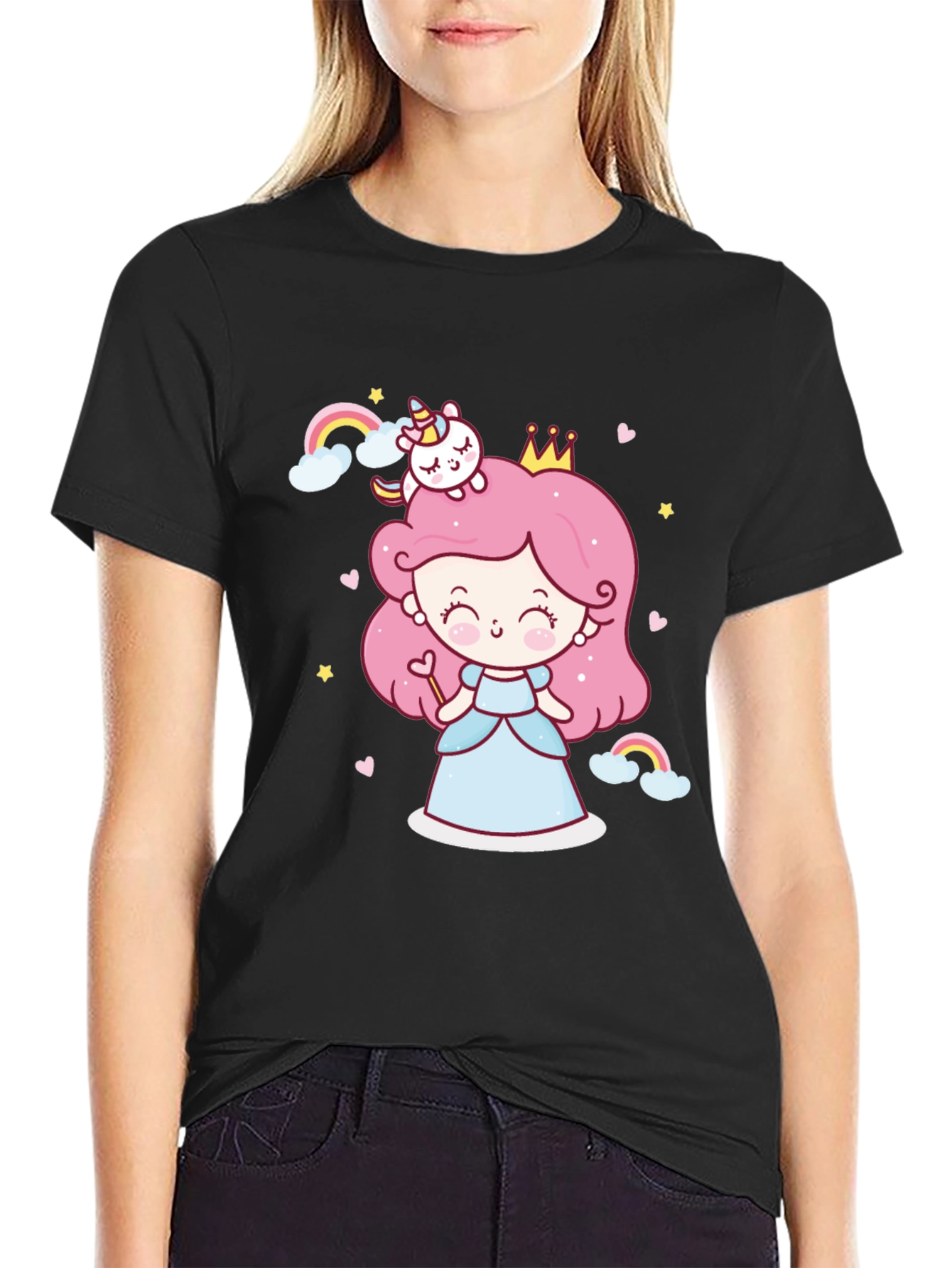 Kawaii Princess Unicorn Graphic Tee