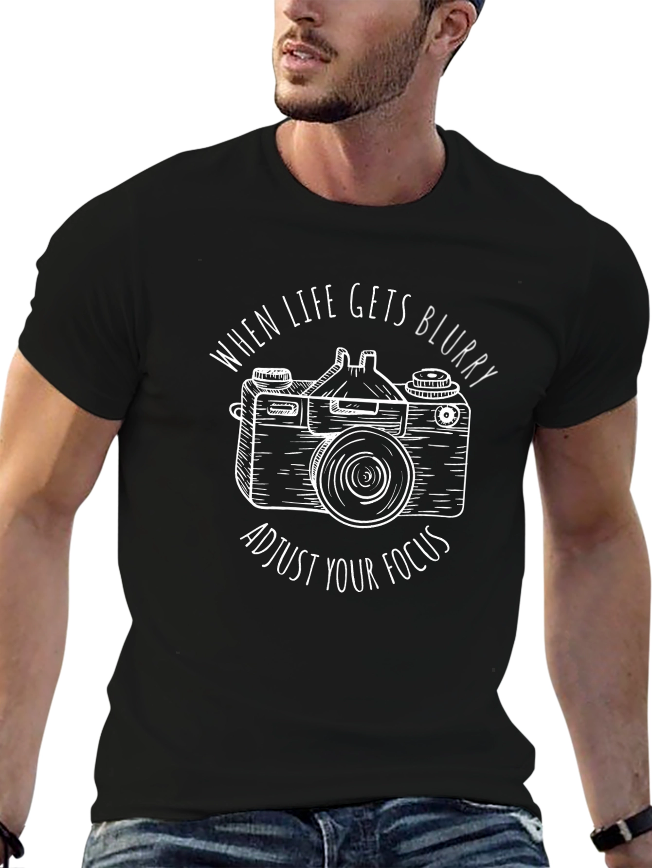 Camera Focus Graphic Black T-Shirt